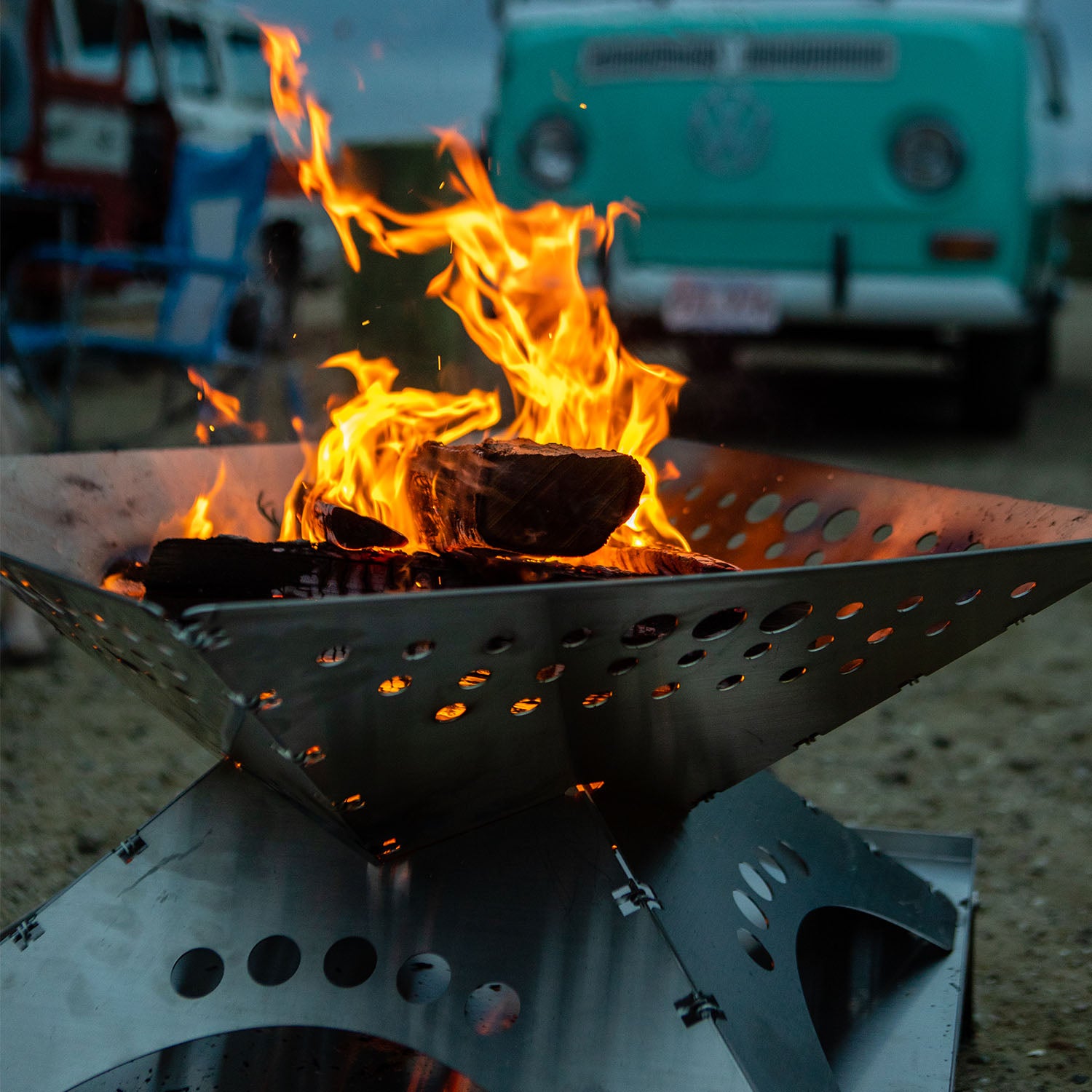 Flatfold Fire Pit Deluxe Bundle - Portable Outdoor Fire Pit for Camping, Backyard, and Patio Use