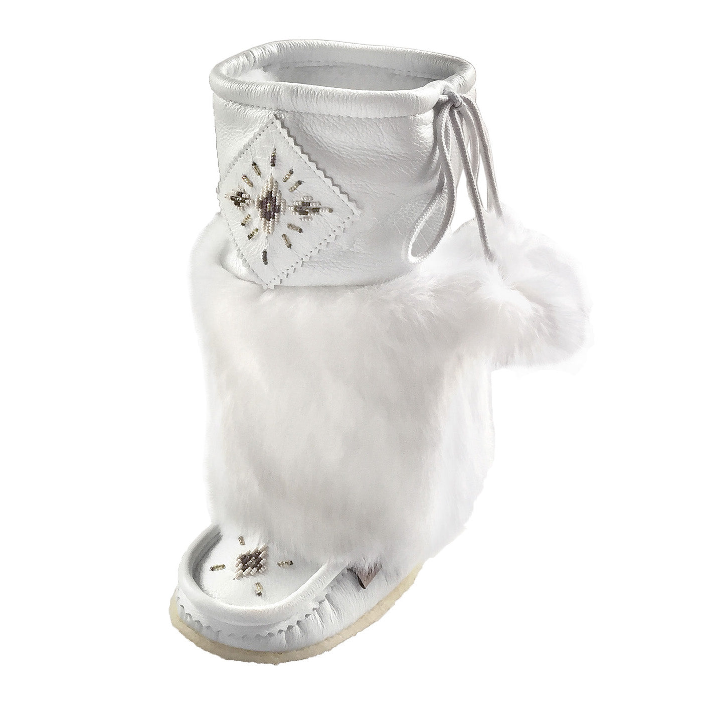 Women's White Mid Calf Rabbit Fur Mukluks - Cozy Winter Boots for Women - Perfect for Snow, Cold Weather & Outdoor Activities