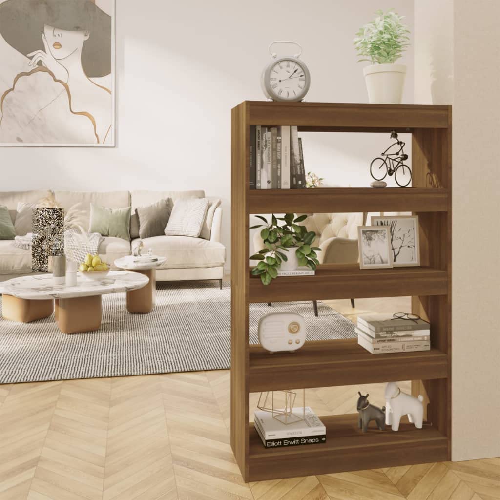 Brown Oak Book Cabinet & Room Divider - 31.5