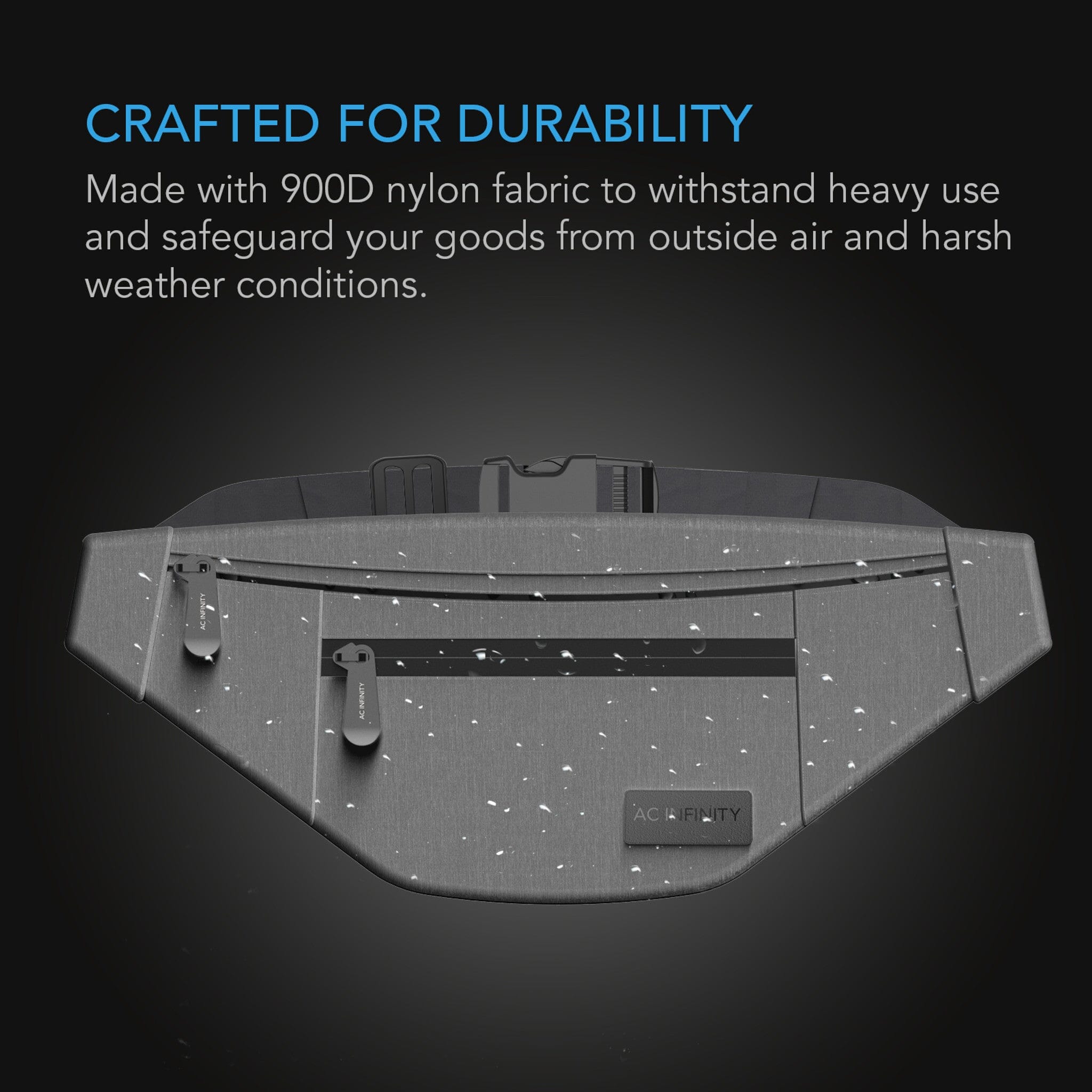 **Smell Proof Belt Bag - Gray 900D Nylon with Carbon Filter Lining - Perfect for Travel, Hiking, and Outdoor Activities**
