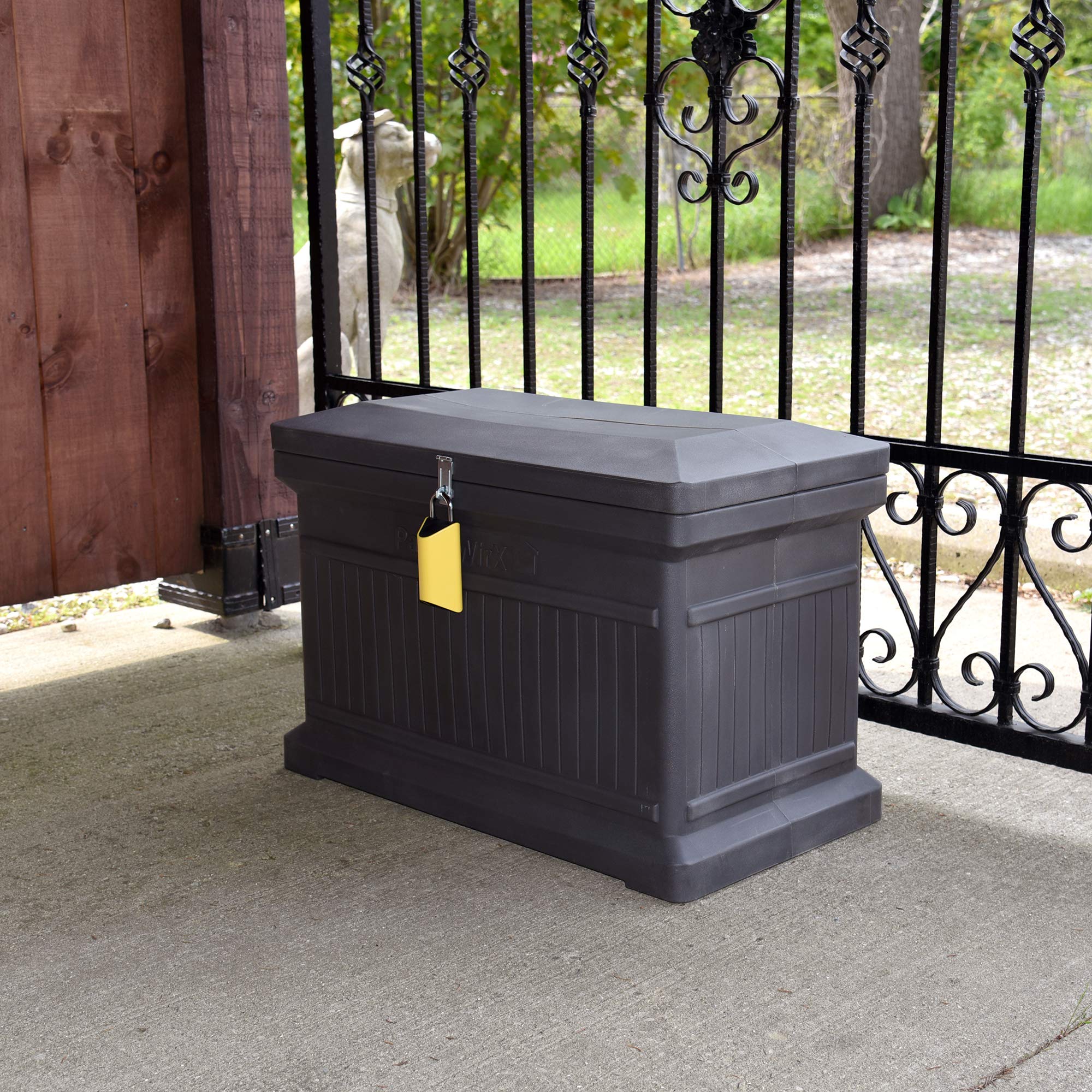 Premium Horizontal Storage Cabinet - Lockable Package Delivery Box with Hinged Lid & Smart Lock, Graphite | Secure Mail & Package Solution for Homes, Apartments & Offices
