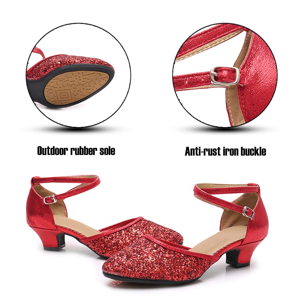 SWDZM Sparkling Women's Latin Dance Shoes - Closed Toe Ballroom Salsa Heels for Women | Professional Dance Shoes for Latin, Salsa, Tango & Social Dancing | Perfect for Performances, Weddings & Parties