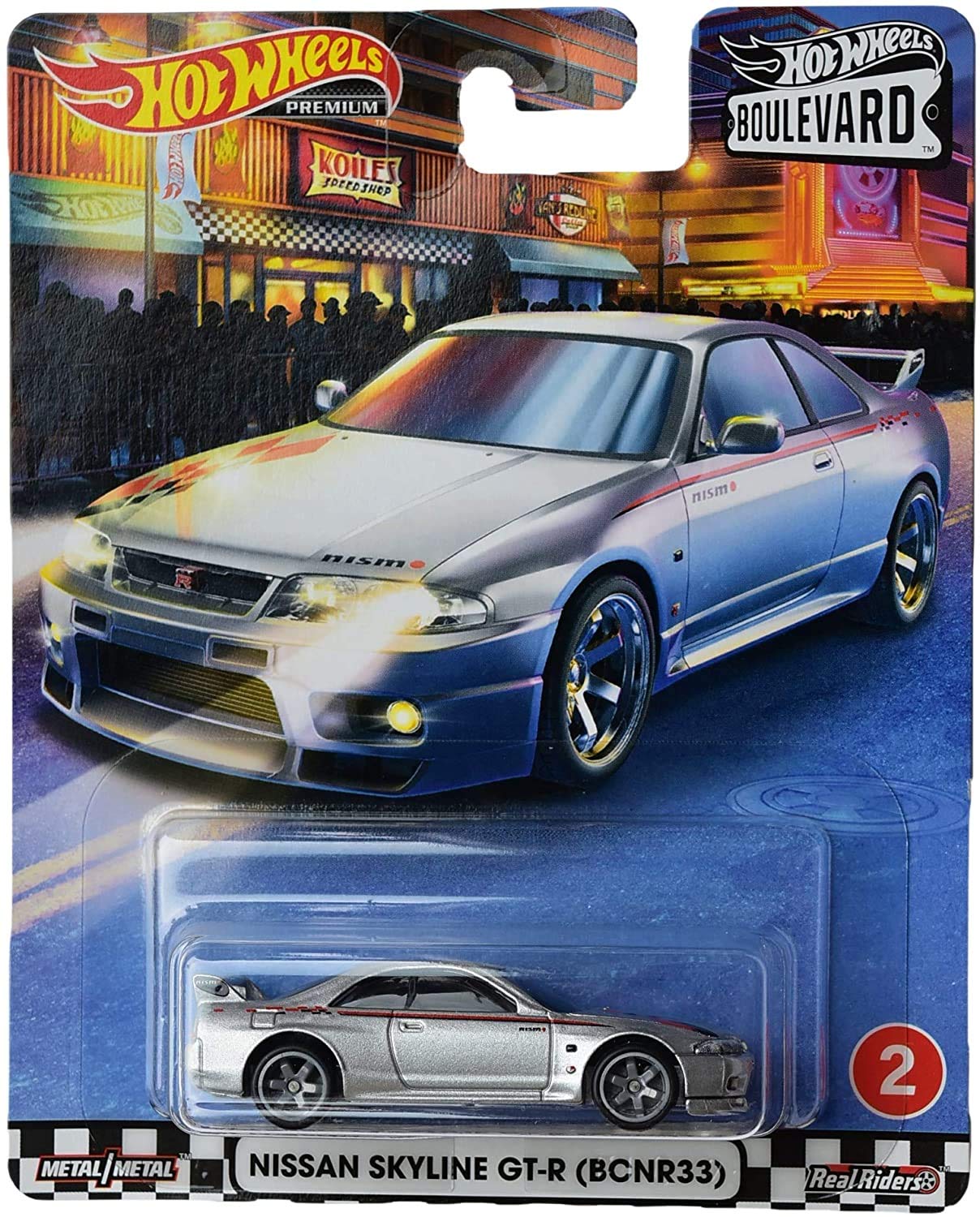 Hot Wheels Boulevard Nissan Skyline GT-R (BCNR33) Silver Diecast Car - Collectible Toy for Adults & Kids, Perfect for Display, Racing Games & Gift Giving