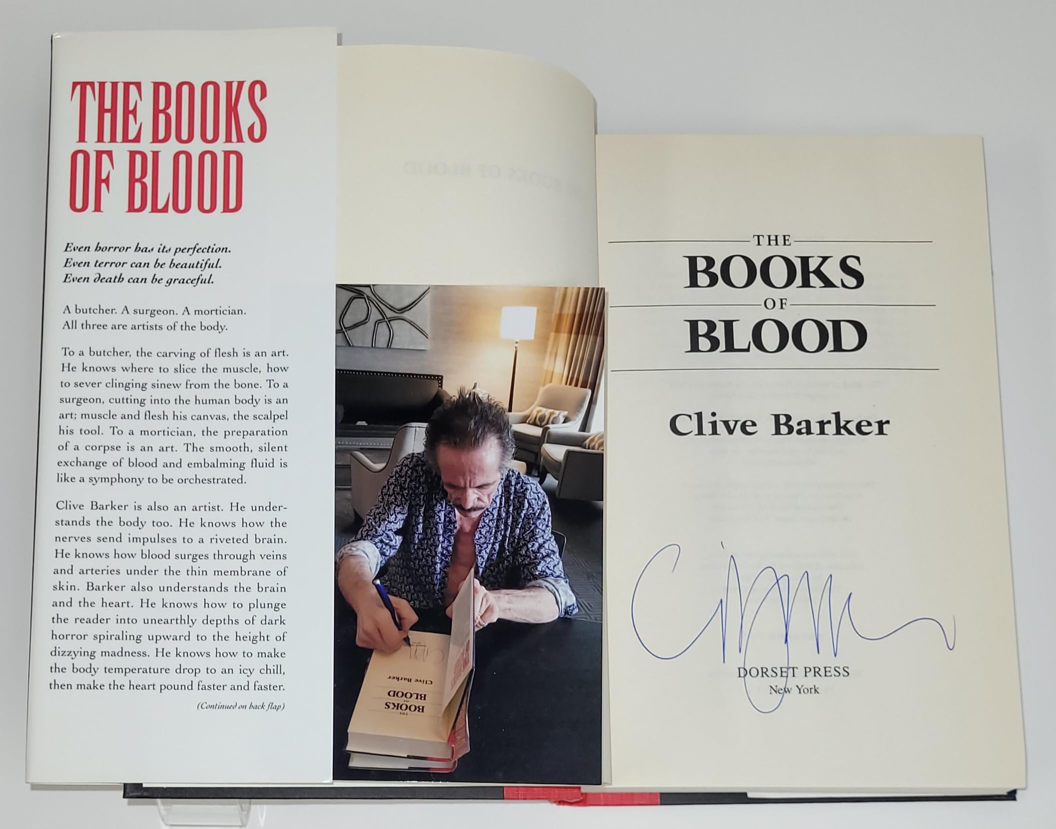 CLIVE BARKER Signed THE BOOKS OF BLOOD First Edition Hardcover Autographed Collectible - Perfect for Horror Book Collectors & Fans of Signed Rare Editions