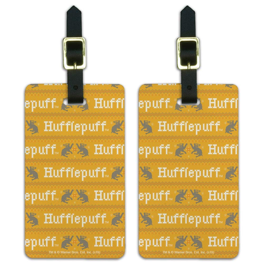 Harry Potter Hufflepuff Sweater & Luggage ID Tag Set - 2-Piece Wizarding World Gift for Fans | Perfect for Travel, Cosplay, and Harry Potter Themed Parties