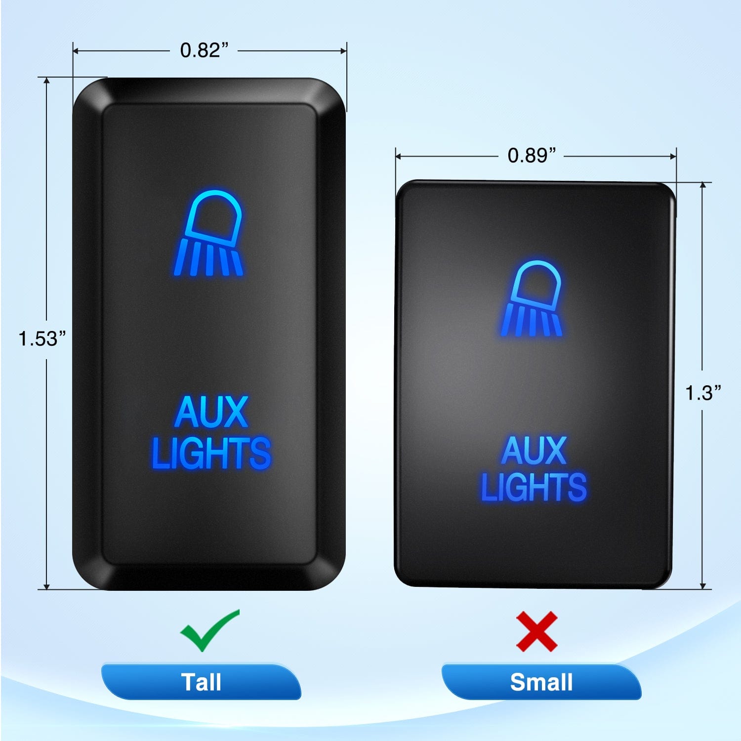 Toyota AUX Lights Push Button Switch 12V ON Off Switch with Connector Wire Kit - Waterproof Off-Road LED Light Bar Switch for Tacoma, 4Runner, Tundra - Perfect for Camping, Off-Roading & Night Driving