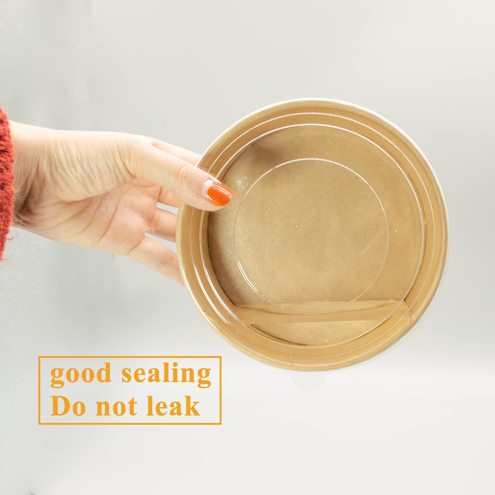 50 Sets 34 oz Disposable Paper Bowls with Lids - Microwave Safe, Leakproof Deli Containers for Salads, Soup, Toppings & Snacks - Perfect for Lunch, Camping & Family Gatherings