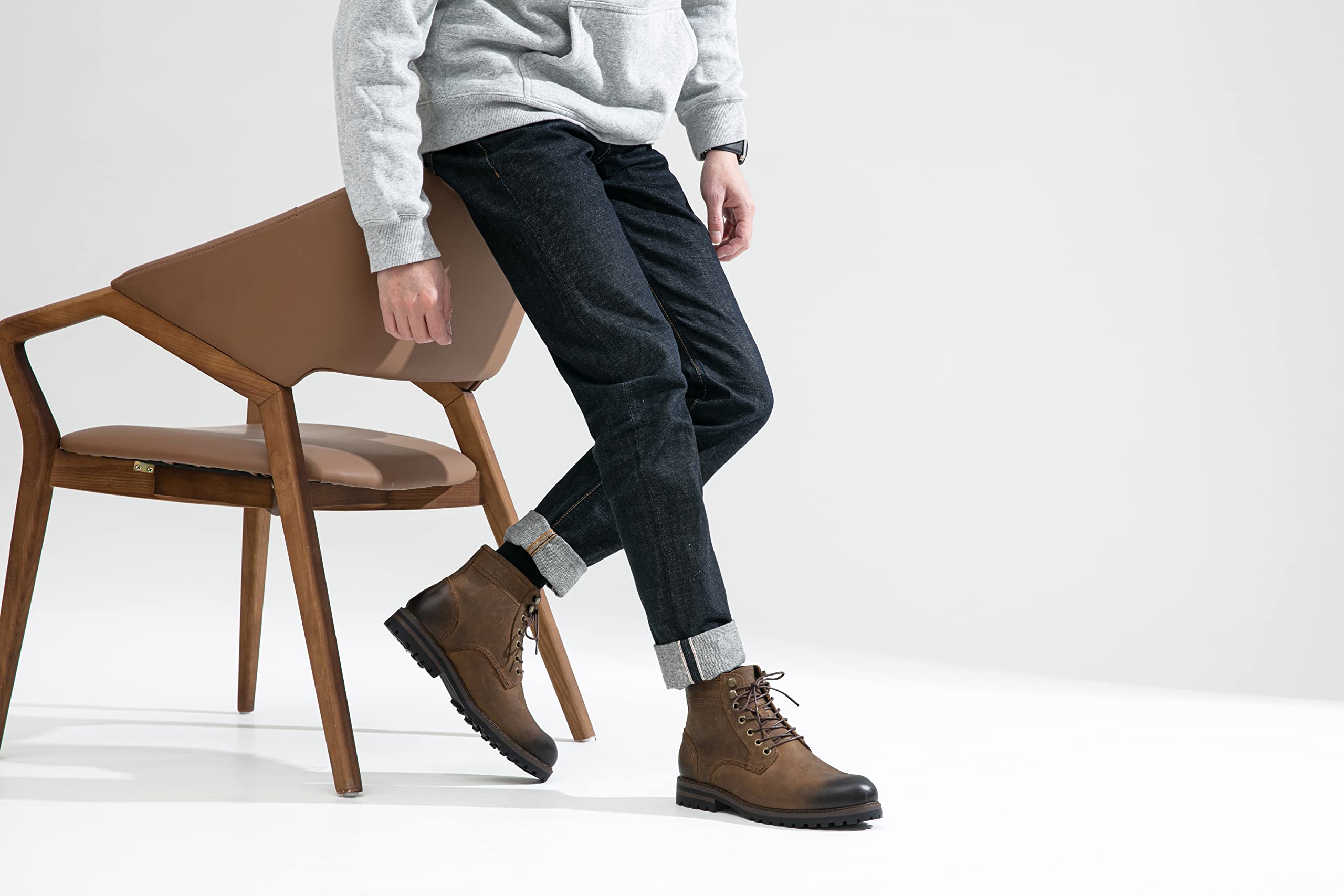 Premium Jousen Men's Chukka Boots - Genuine Leather Ankle Boots for Casual & Business Wear - Black Leather Shoes for Men (Ideal for Office, Travel & Everyday Comfort)