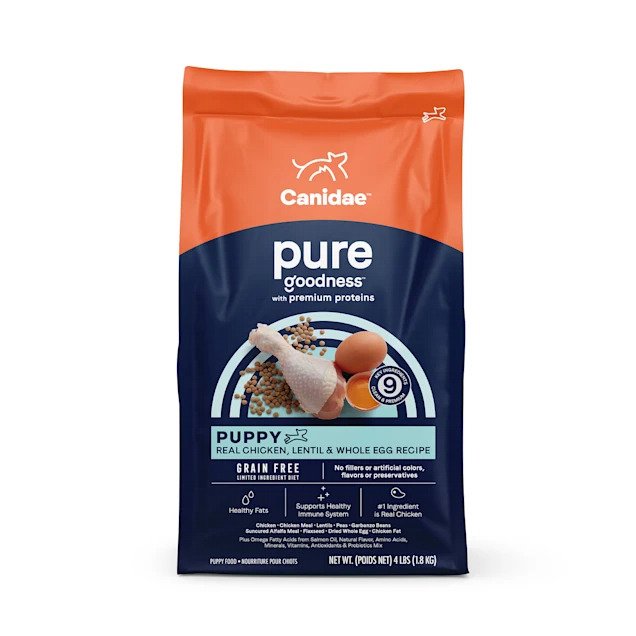 PURE Grain Free Puppy Dry Dog Food - Chicken, Lentil & Whole Egg Recipe | High Protein Kibble for Small & Medium Breed Puppies | Supports Healthy Growth & Digestion | Ideal for Active Puppies & Training Treats