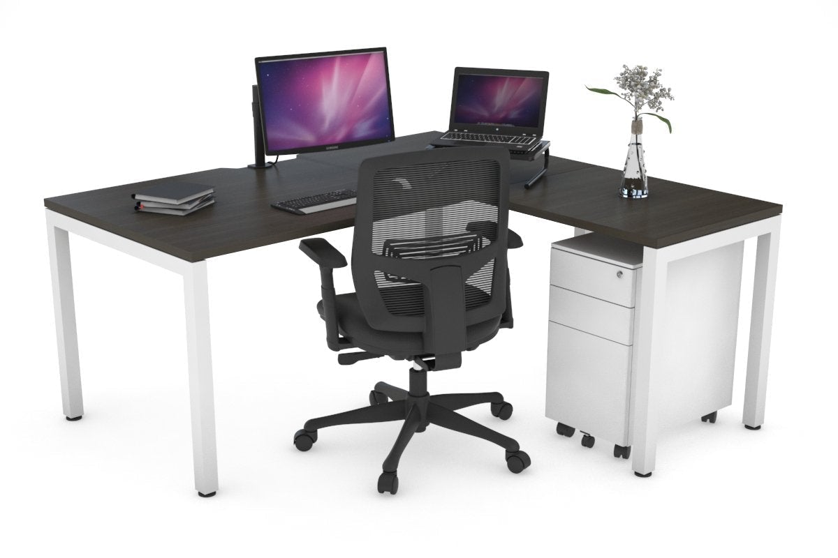 Quadro Square Legs L-Shaped Corner Office Desk - 1800L x 1800W with Cable Management Scallop | Perfect for Home Office, Gaming Setup & Workspace Organization