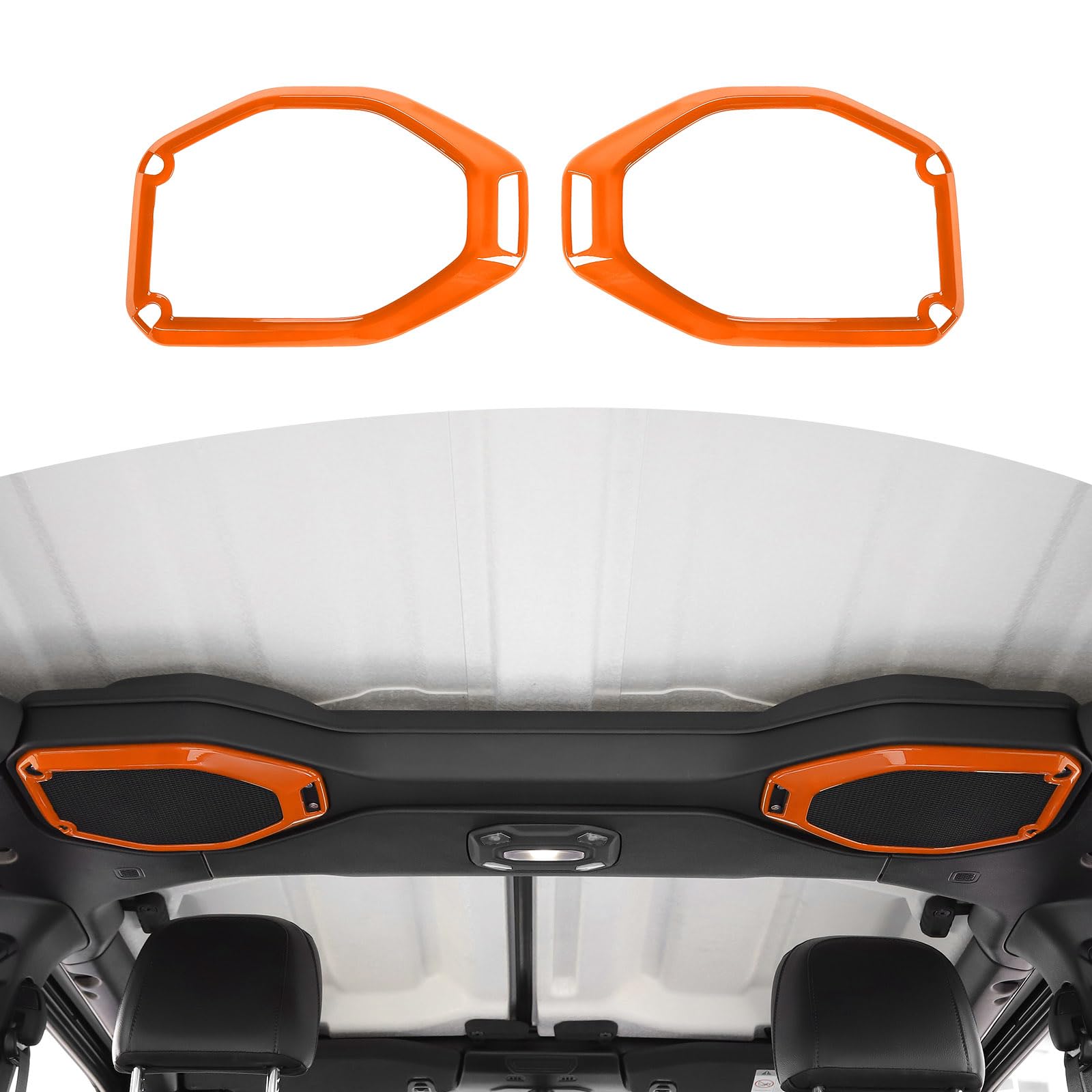 RT-TCZ Orange Roof Speaker Cover Trim for Jeep Wrangler JL/JLU & Gladiator JT (2018-2023) - 2pcs Interior Accessories | Perfect for Off-Road Adventures & Custom Car Upgrades