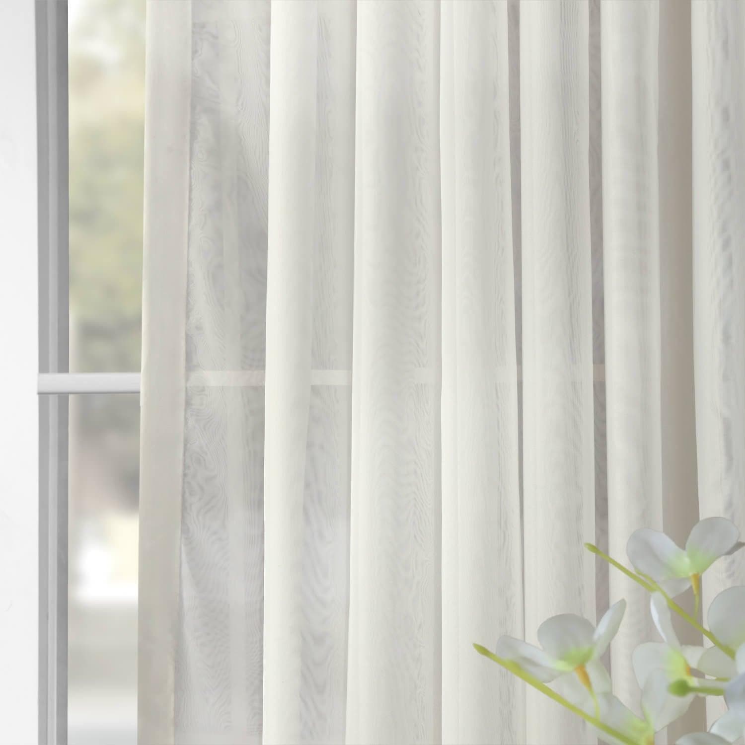 Double Layered Off White Extra Wide Sheer Curtains for Living Room & Bedroom - Light Filtering Window Drapes for Privacy & Style