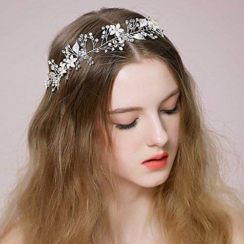Elegant Bridal Flower Headband with Beads & Crystals - Rhinestone Wedding Hair Accessories for Bride, Bridesmaids & Flower Girls | Perfect for Weddings, Prom, Parties & Special Occasions