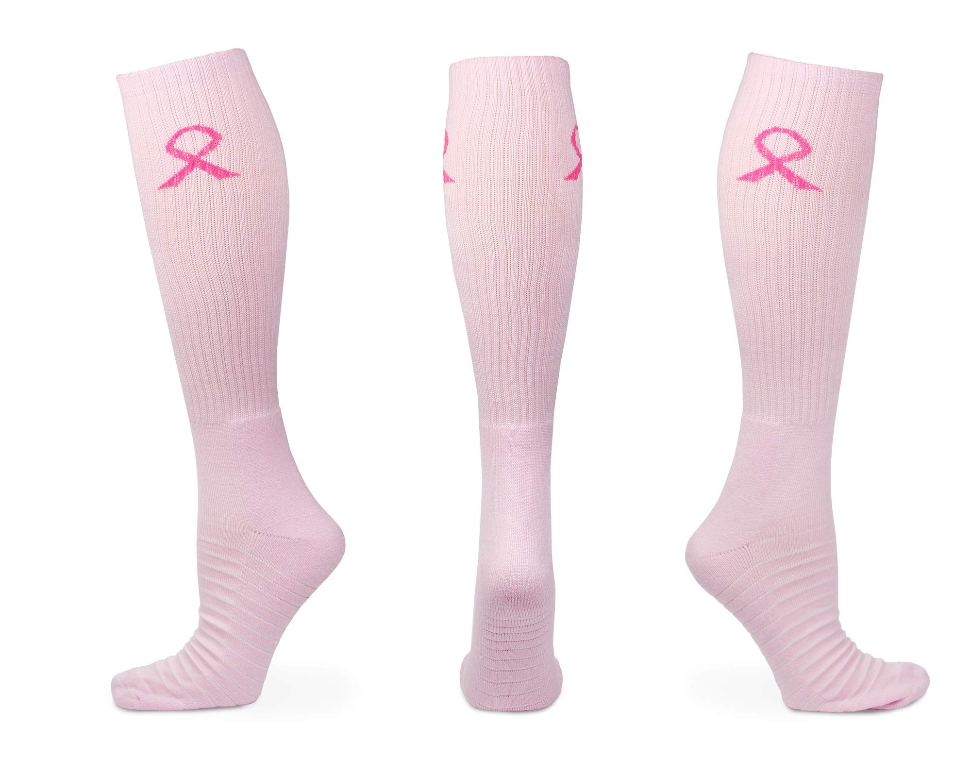 Pink Ribbon Breast Cancer Awareness Youth Football Socks - Athletic Support Socks for Soccer, Running & Sports - Show Your Support During Games & Fundraisers