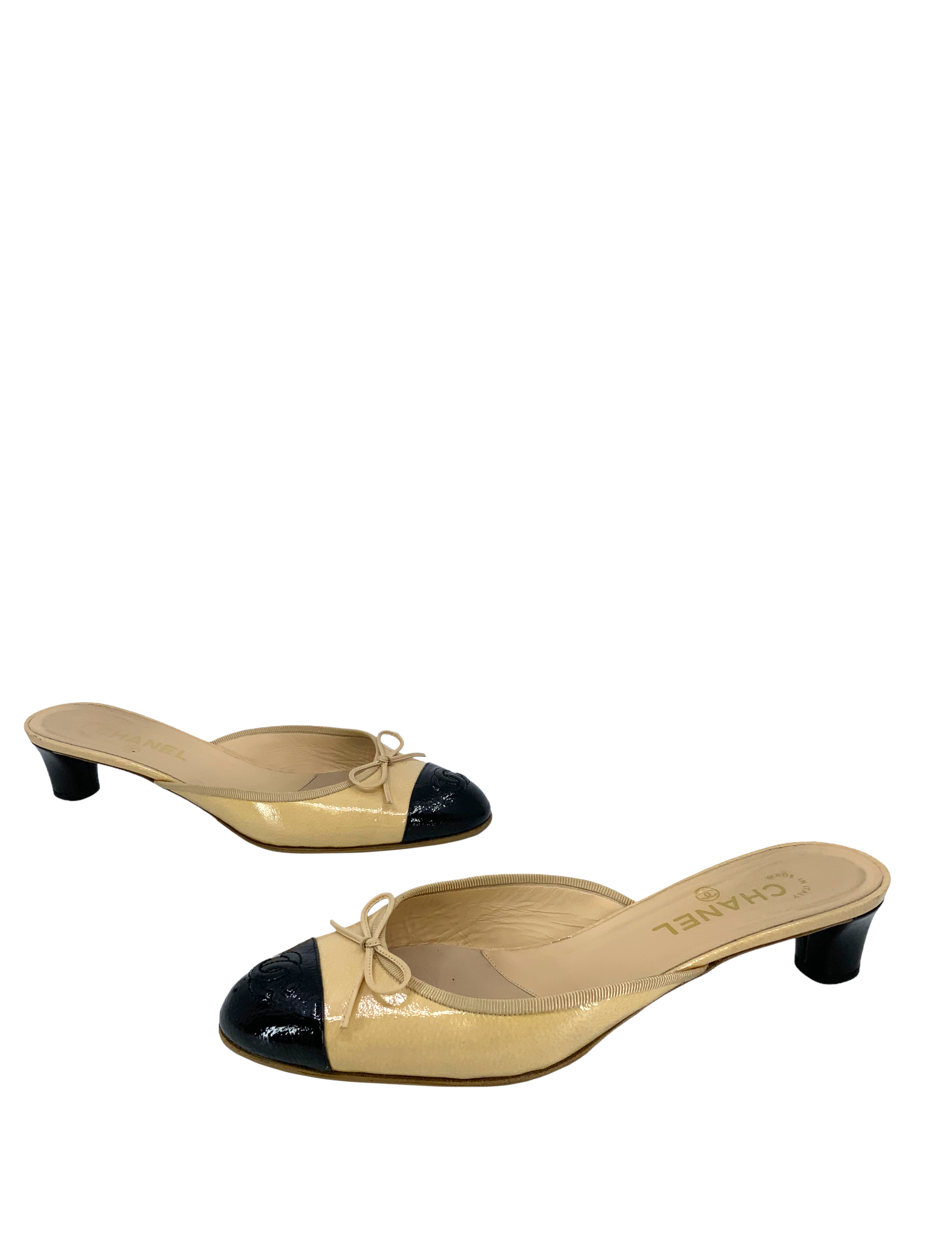Chanel Patent Leather CC Logo Cap Toe Mules - Women's Size 11 (US) | Luxury Designer Slides for Casual Wear, Office & Evening Outfits