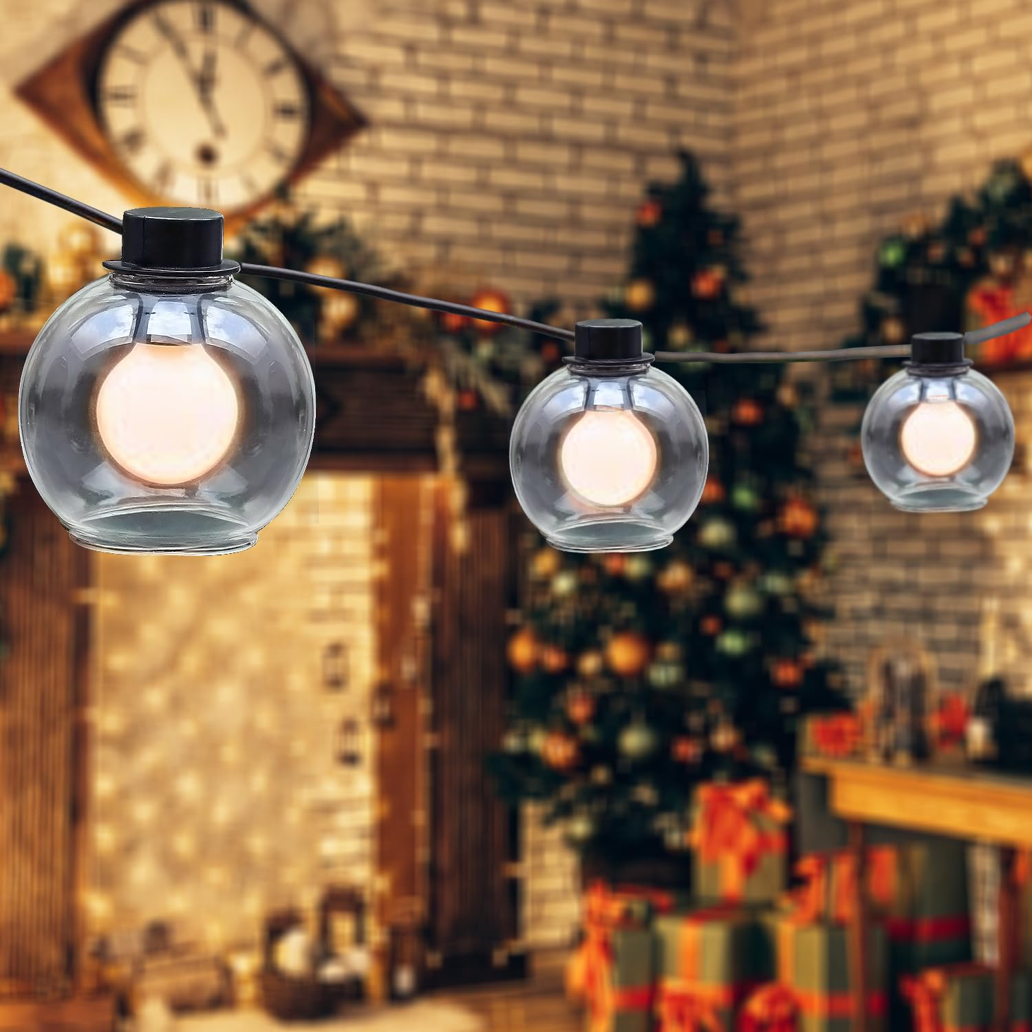 Afirst 10 LED Glass Globe Bistro String Lights - Waterproof Connectable Hanging Patio Lights for Indoor, Porch, Backyard, Garden - Perfect for Weddings, Parties, and Outdoor Dining Decor