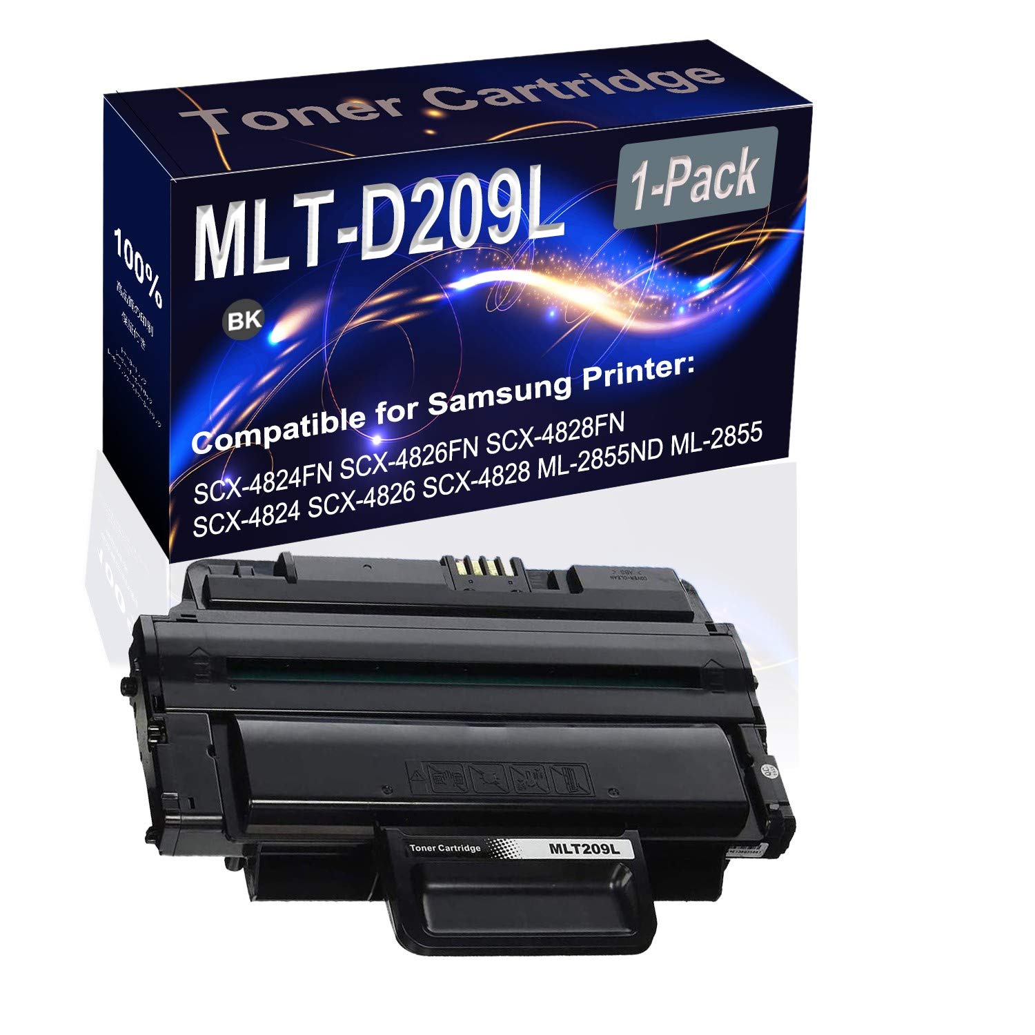 High Capacity 1-Pack Black MLT-D209L Toner Cartridge Compatible with Samsung SCX-4824FN/4826FN/4828FN/4824/4826/4828 Printers - Ideal for Office Printing & Document Reproduction