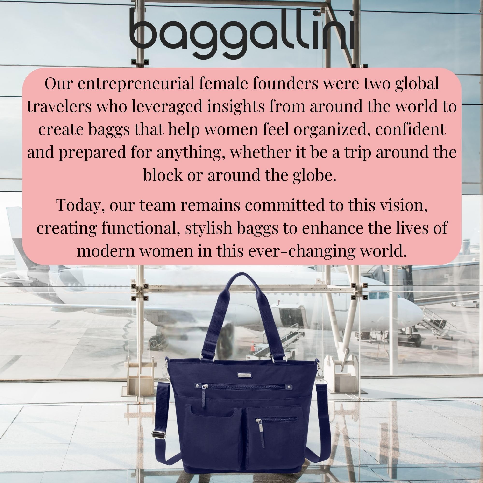 Baggallini RFID Blocking Any Day Tote Bag with Detachable Wristlet - Stylish & Secure Crossbody Purse for Women, Perfect for Travel, Work & Everyday Use
