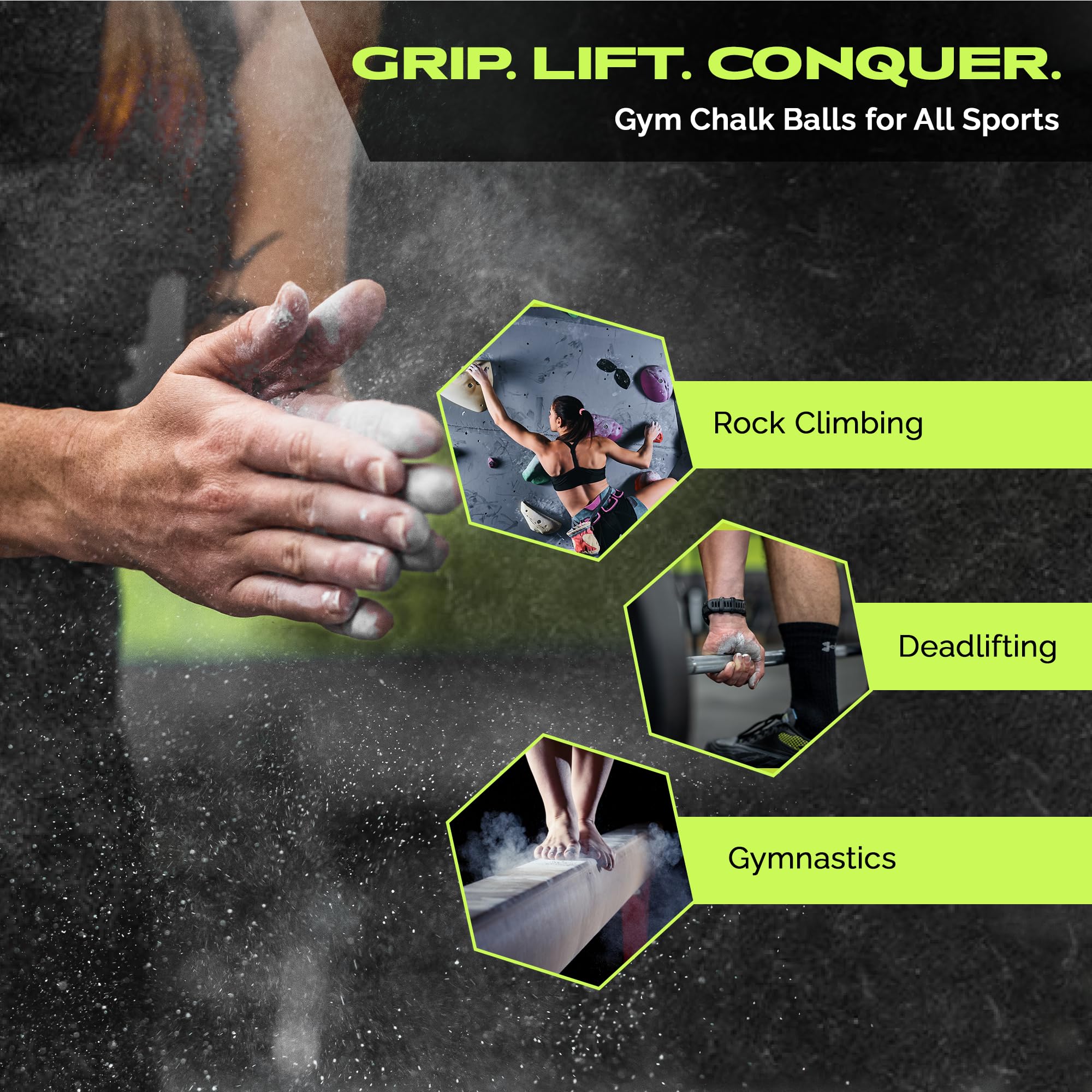 Gym Chalk | Premium Magnesium Carbonate Athletic Chalk for Superior Grip - Ideal for Weightlifting, Gymnastics, Rock Climbing & CrossFit Workouts