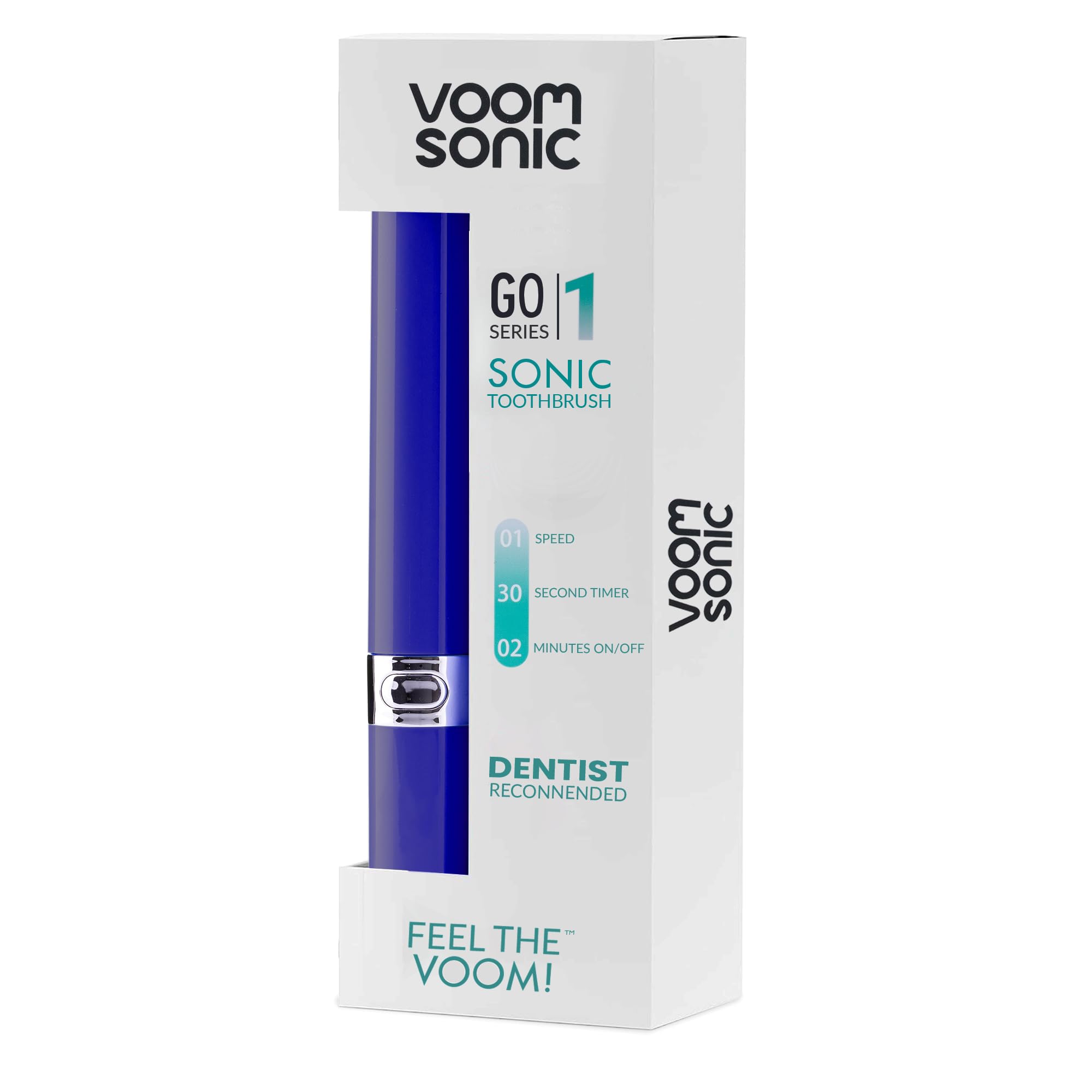 Voom Sonic Go 1 Series Travel Electric Toothbrush - Battery Powered Rechargeable Toothbrush for Adults & Kids | Dentist Recommended | Portable with 2 Minute Timer | Perfect for Travel, Camping & Daily Oral Care (Royal Blue)