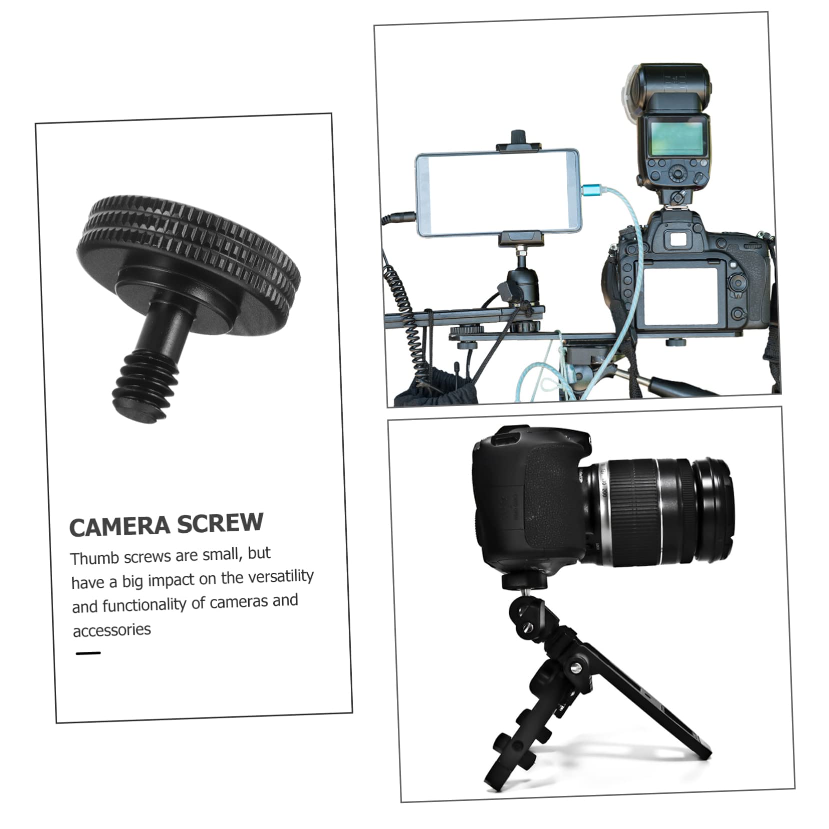 Jojofuny Set of 4 1/4 Inch Camera Mount Thumb Screws - Durable Aluminum Alloy Quick Release Screws for DSLR, Mirrorless Cameras & Tripods - Perfect for Photography, Videography & Studio Equipment