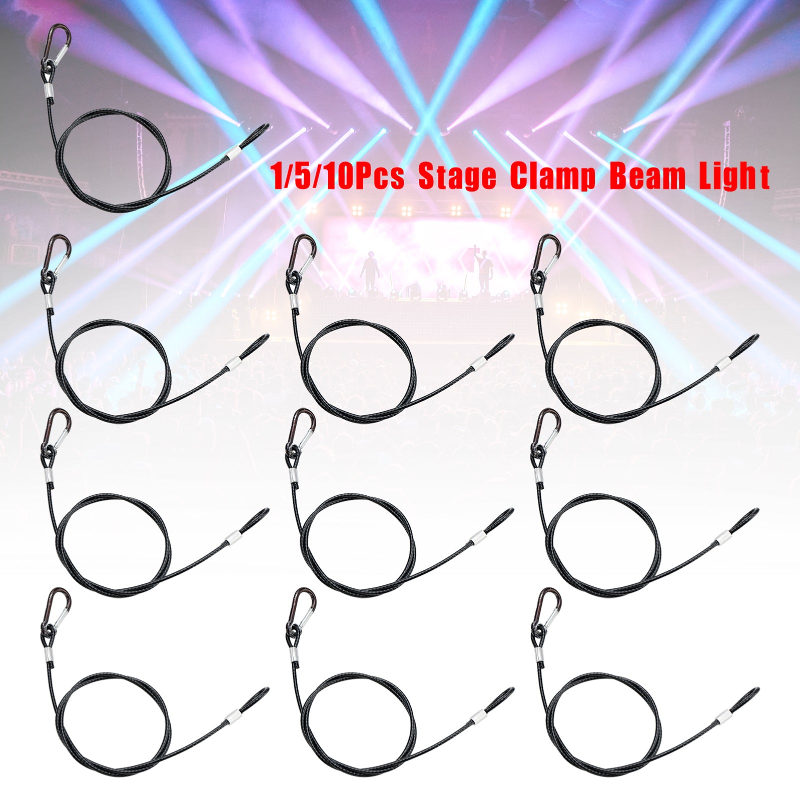 1/5/10Pcs 4MM Thick Steel Wire Safety Cable - Heavy Duty Security Wire for Stage Lighting, Clamps & Beam Lights - Perfect for Theaters, Concerts & Event Rigging