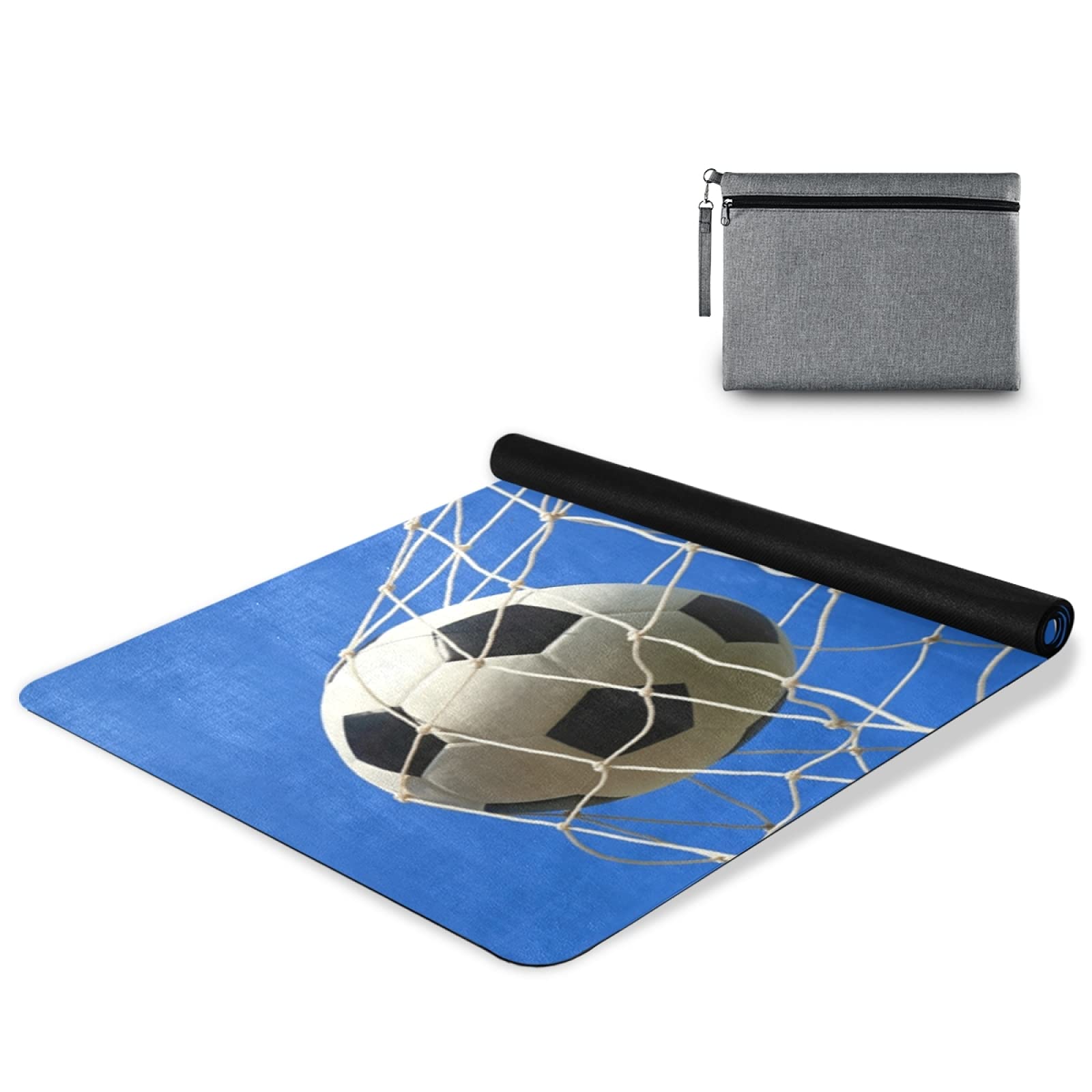 Blue Sky Non-Slip Rubber Yoga Mat - 1mm Thick Fitness Exercise Mat with Carry Bag | Durable Folding Workout Mat for Pilates, Floor Exercises & Soccer Training | Perfect for Home Gym, Studio & Outdoor Sports