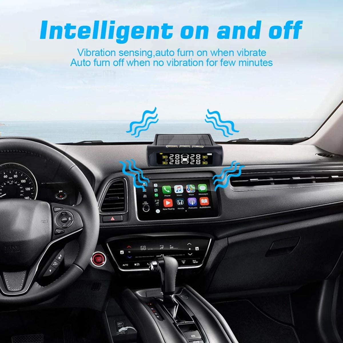 Solar-Powered Wireless Car Tire Pressure Monitoring System (TPMS) - Universal Waterproof External Sensors with 6 Modes, Real-Time Pressure & Temperature Alerts for RV, Trailer & Vehicles - Perfect for Long Road Trips & Heavy Load Safety