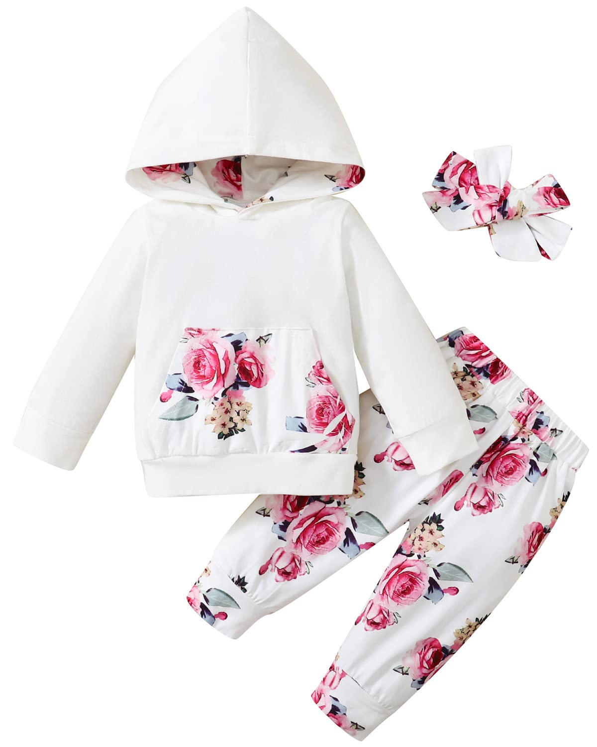 **Newborn Baby Girl Clothes Set - Cute Infant Hoodie, Sweatshirt, Pants & Headband Outfit - Perfect for Photography, Parties & Everyday Wear**
