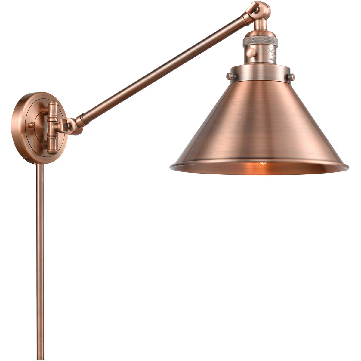 Vintage Copper Wall Sconces - 10 Inch Wide Antique Brass Finish Steel Light Fixture with Medium Base - Perfect for Bedroom, Living Room & Hallway Lighting Decor