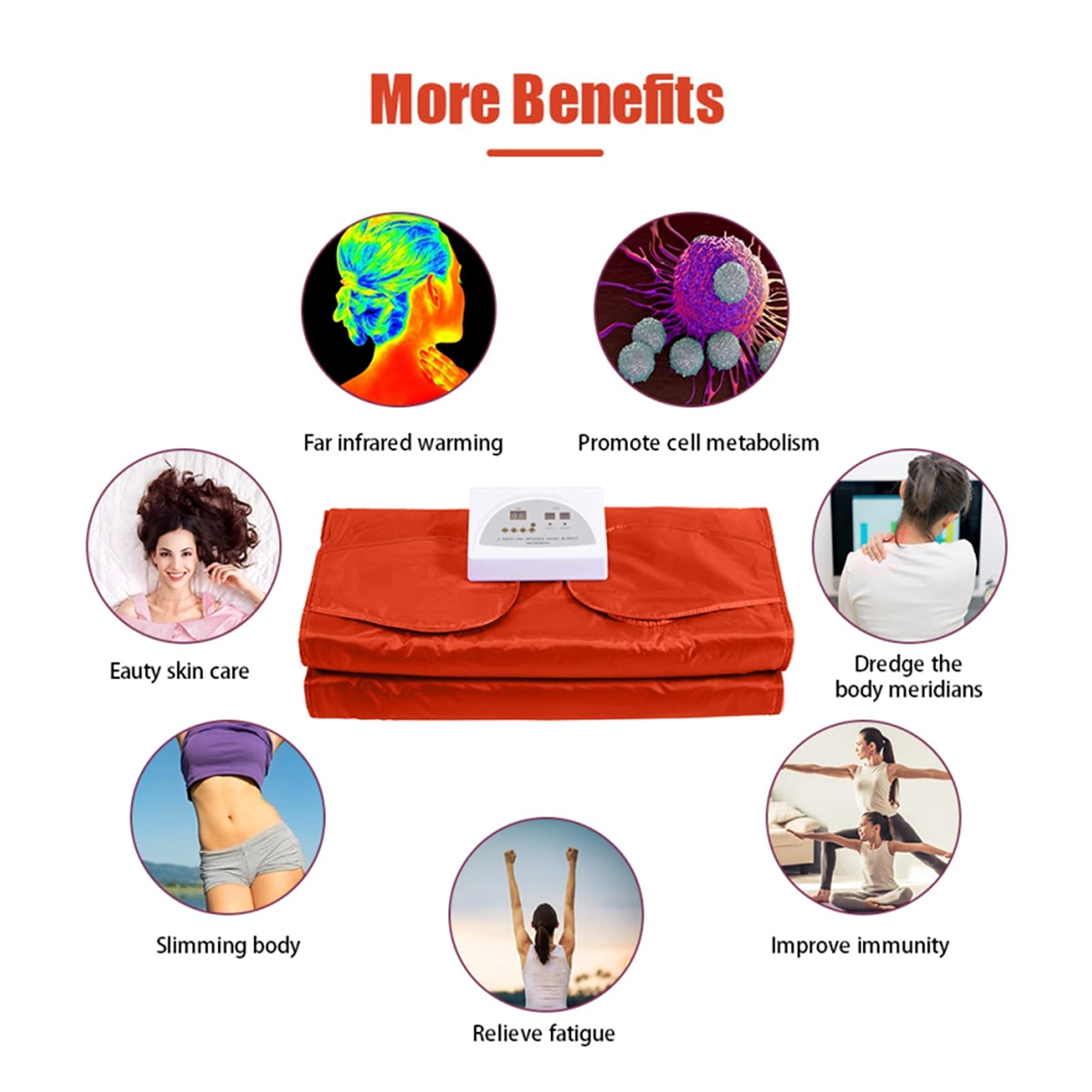 Infrared Sauna Blanket for Weight Loss - Portable Home Spa with Digital Temperature Control & Remote - Hand Reachable Design Body Shaper (Orange) | Perfect for Detox, Relaxation & Post-Workout Recovery
