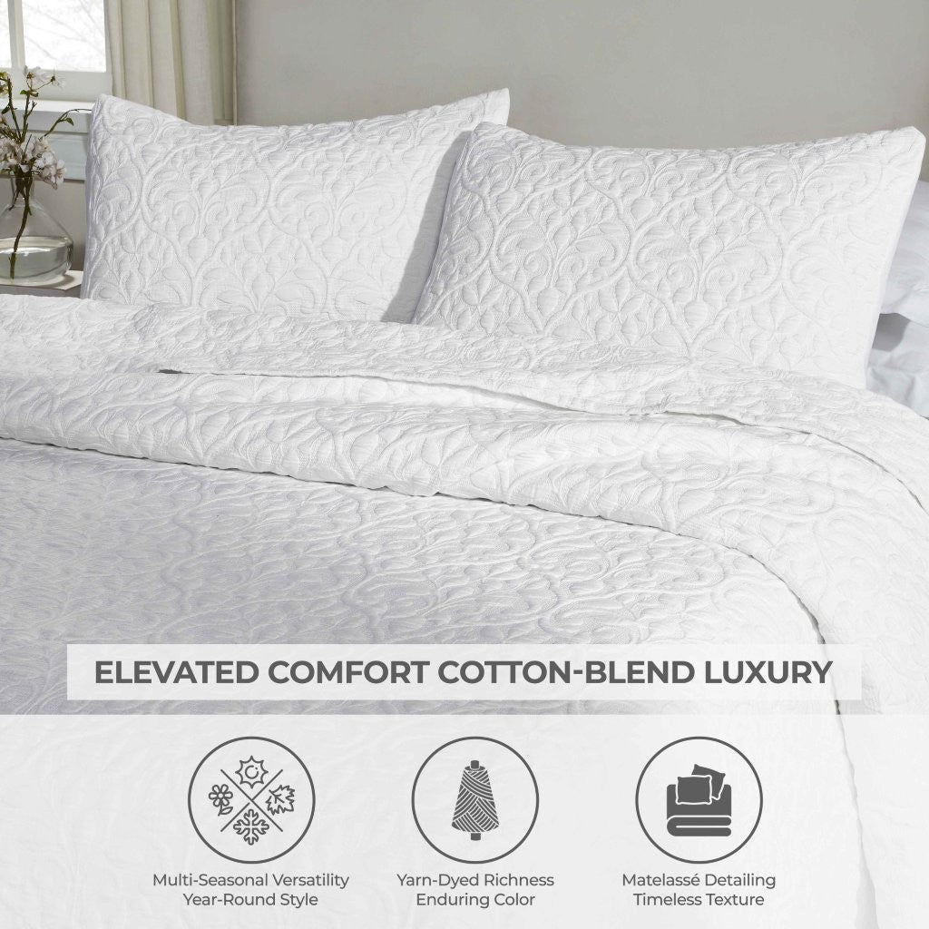 Premium Vineyard Cotton Blend Medium Weight Matelasse Woven Coverlet - Soft Bedspread for All Seasons | Perfect for Guest Rooms, Master Bedrooms & Cozy Home Decor