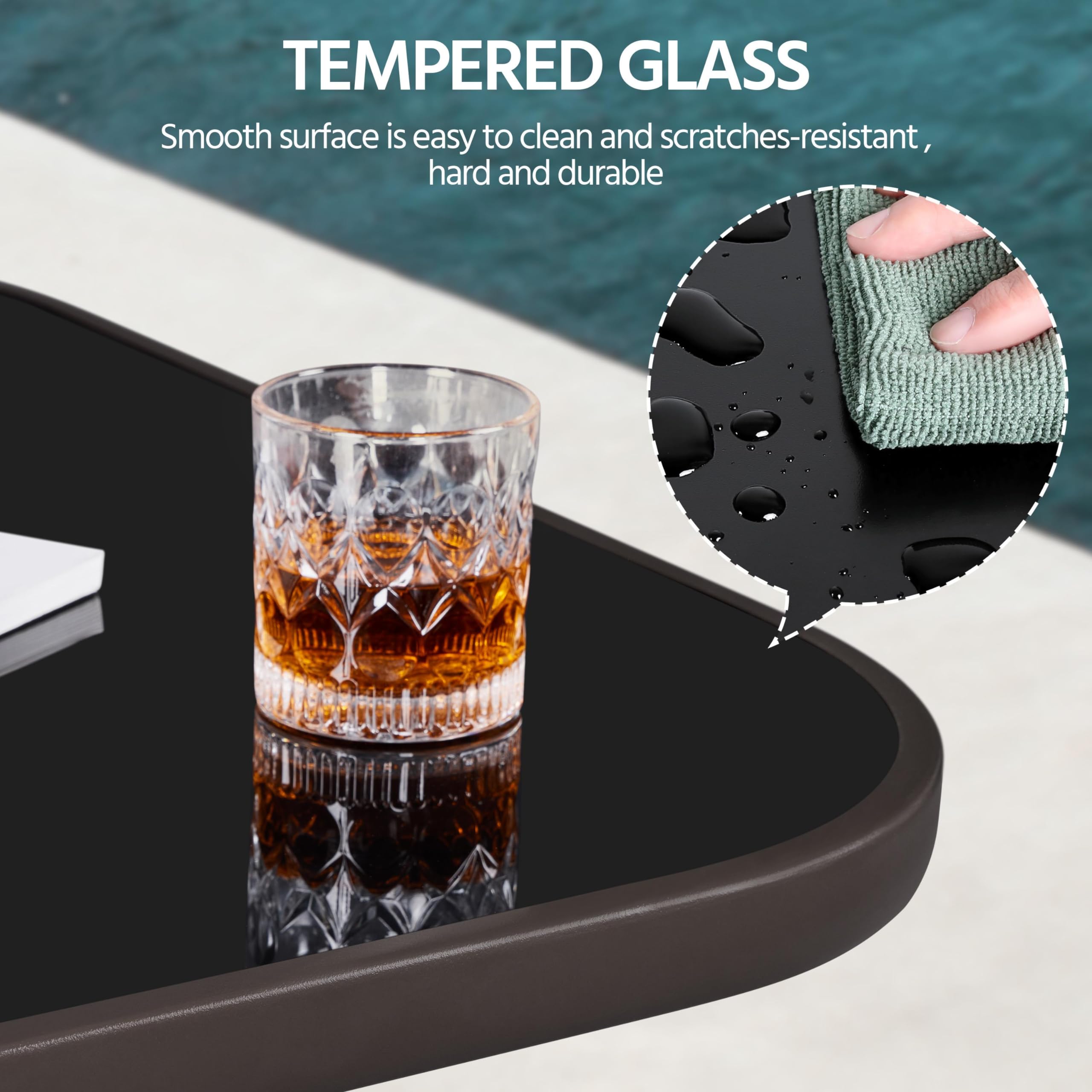 Yaheetech 36 Inch Outdoor Patio Bar Table - Square High Top Dining Table with Tempered Glass Top & Sturdy Iron Frame for Indoor/Outdoor Use - Perfect for Backyard, Garden, Poolside or Bistro Setting (Brown)