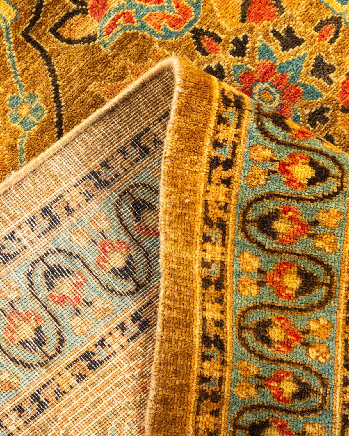 Handmade Wool Traditional Tribal Mogul Yellow 6x9 Area Rug - Solo Rugs One of a Kind Hand Knotted - Perfect for Living Room, Bedroom, or Office Decor
