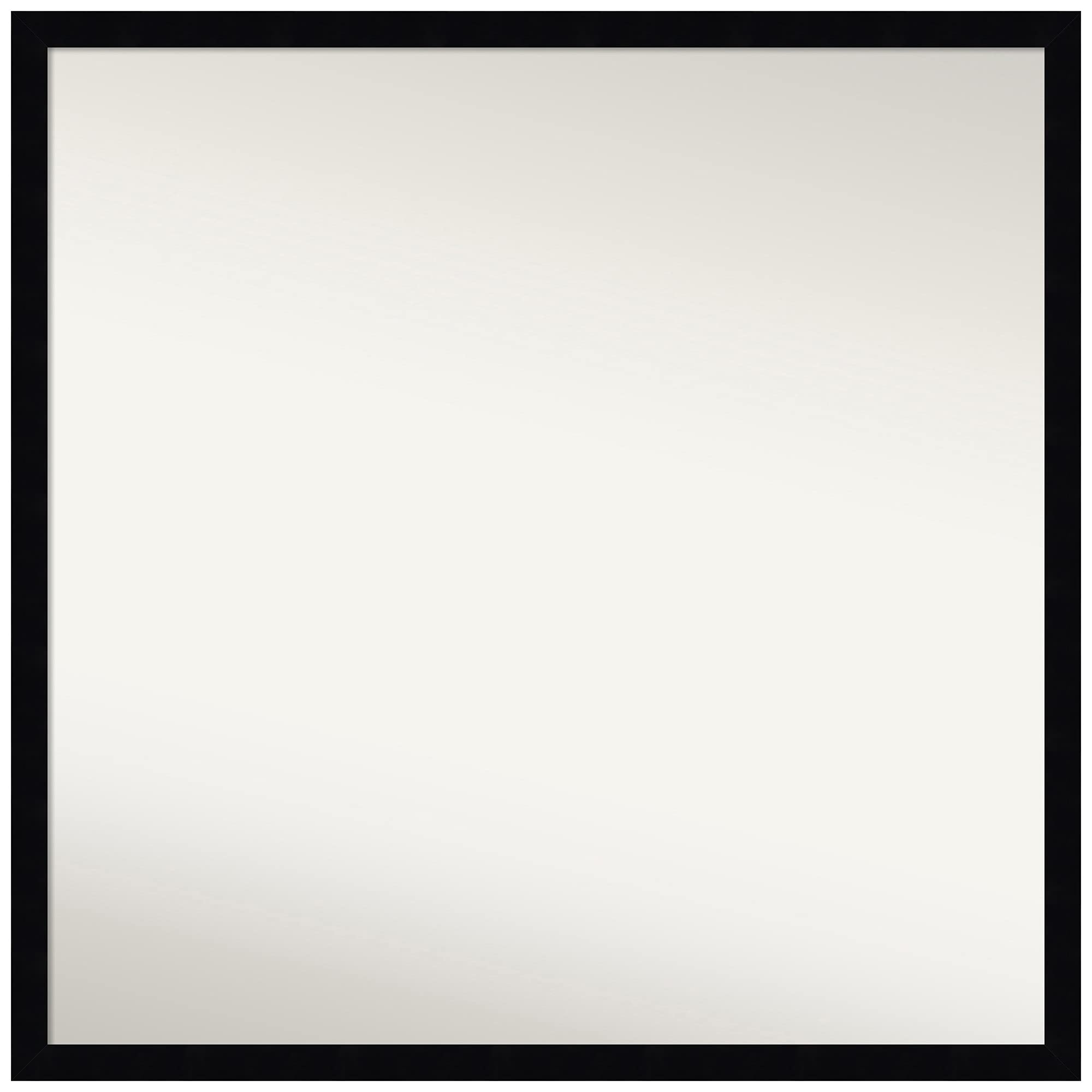 Amanti Art 24x24 Inch Non-Beveled Custom Wall Mirror with Svelte Noir Black Frame - Bathroom, Living Room, Bedroom Decor - Various Sizes Available - Modern Black Framed Mirror for Home & Office