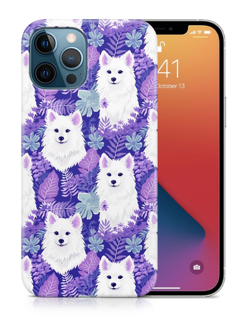 American Eskimo Dog Puppy Pattern Polycarbonate Phone Case for Apple iPhone 12 Pro - Cute Canine Design Protective Cover for Everyday Use & Outdoor Adventures