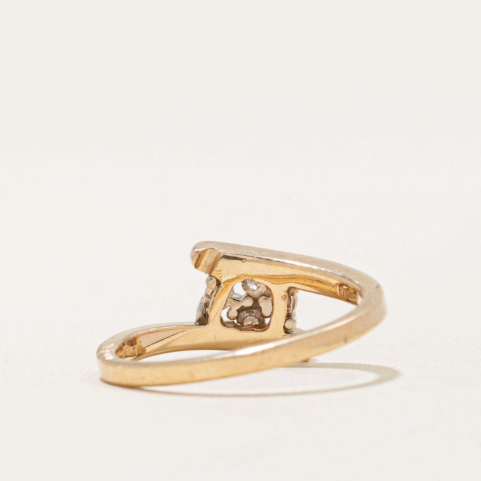 0.10ctw Cluster Diamond Crossover Ring - Size 6.25 | Elegant Stackable Wedding Band for Women | Perfect for Engagement, Anniversary & Everyday Wear