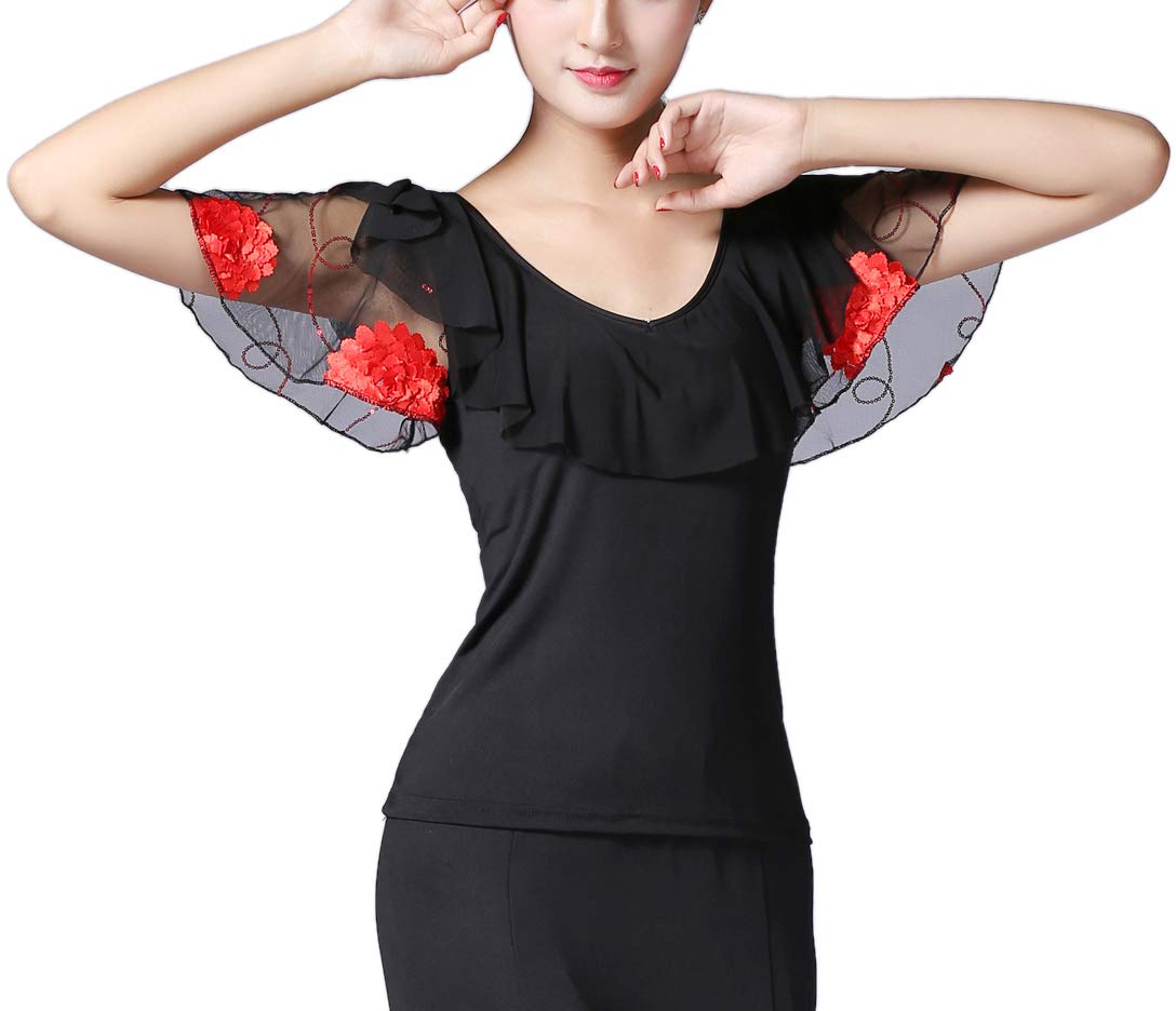 Elegant White Ballroom Latin Square Dance Tops - Modern Performance Costume Shirts for Women | Perfect for Salsa, Tango & Competition Dancewear