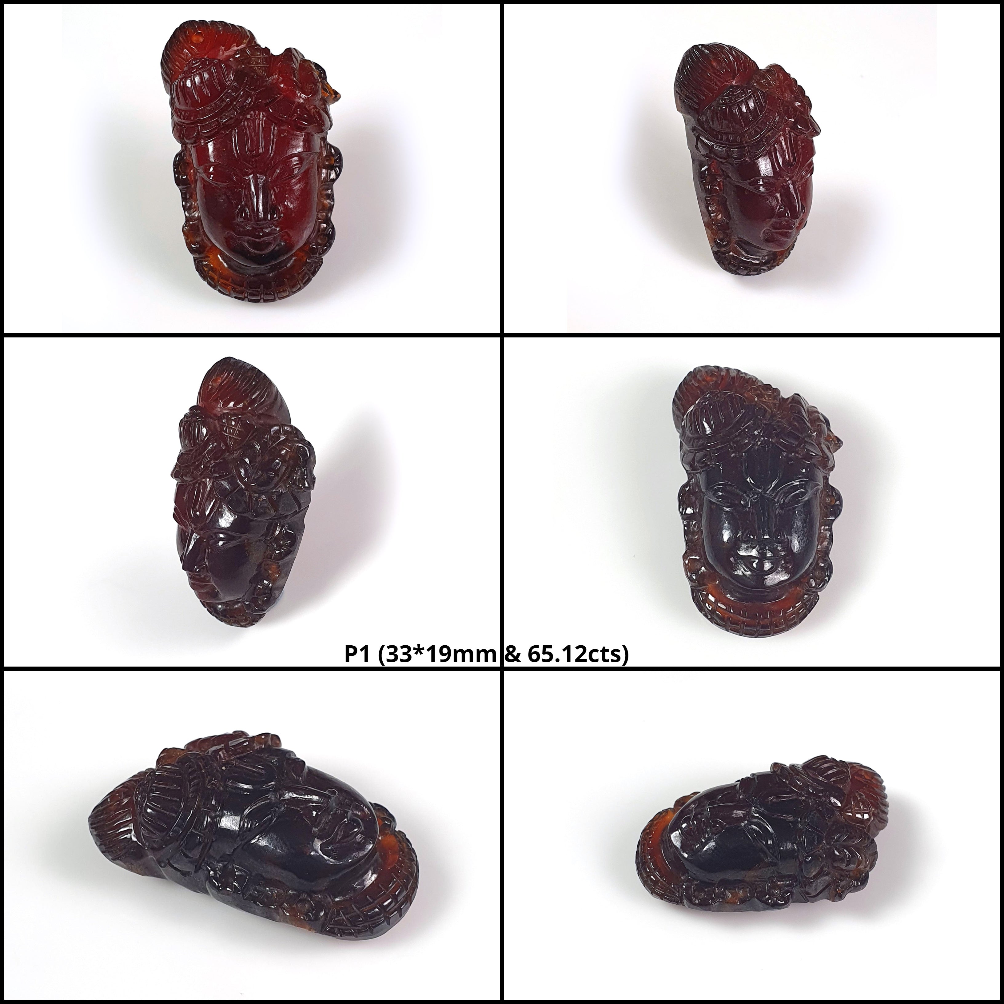 Natural Untreated Hessonite Garnet Gemstone Carving - Hand Carved Hindu Deities (23x17mm or 25x28mm) - Authentic Cinnamon Hessonite Stone for Meditation, Spiritual Healing & Jewelry Making