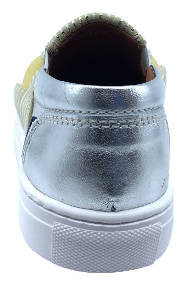 Atlanta Moccasin Girls Slip-On Sneakers - Yellow, Gold & Silver Colors | Comfortable School Shoes & Casual Walking Shoes for Kids