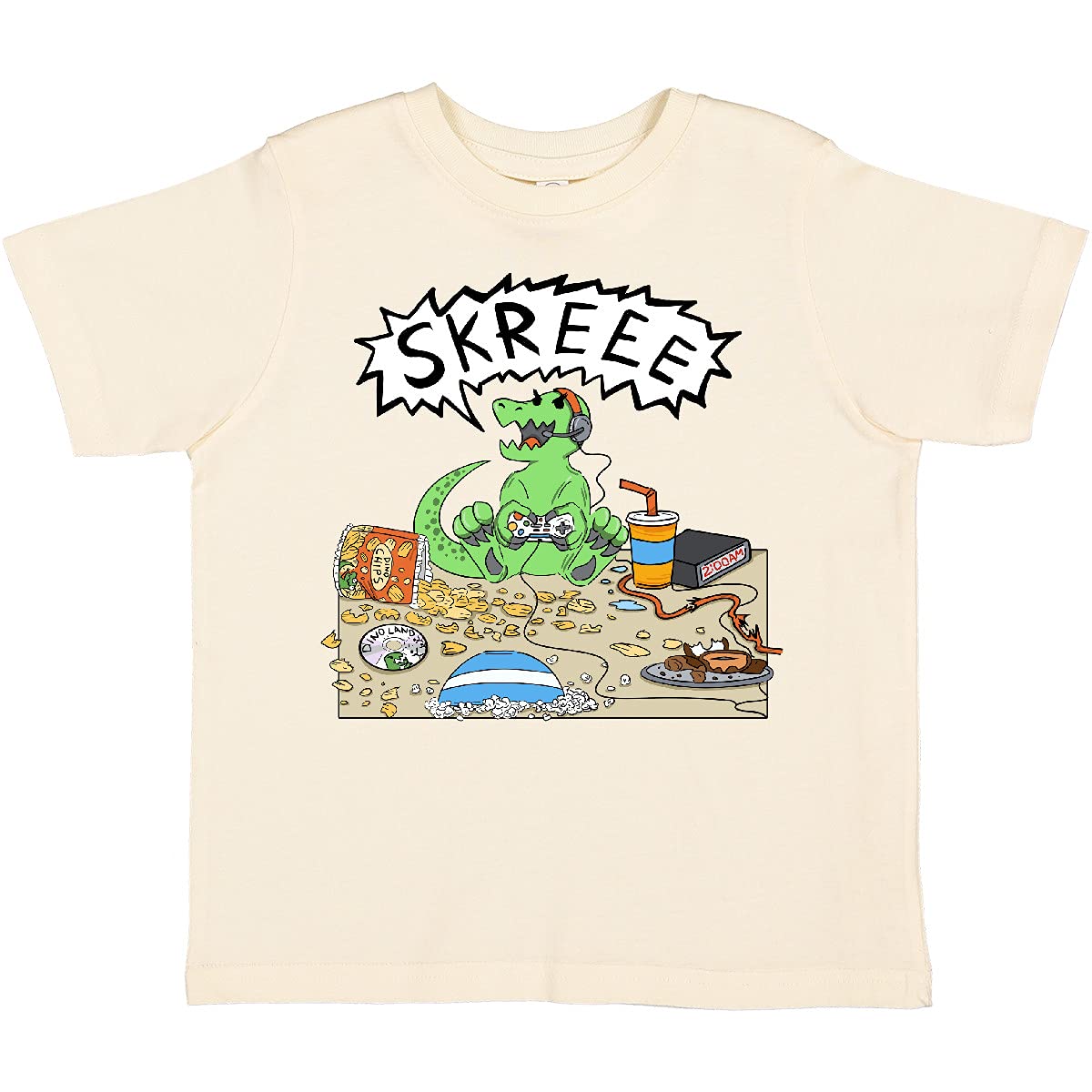 Inktastic Gaming Dinosaur Toddler T-Shirt - Cute Dino Graphic Tee for Boys & Girls - Perfect for Playdates, Birthday Parties & Everyday Wear