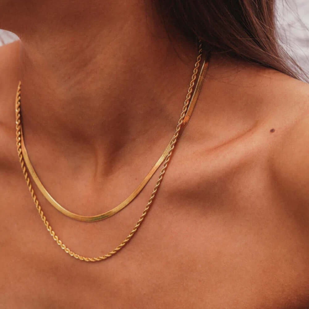 Layered Gold Snake Chain Necklace for Women - Elegant & Dainty Layering Jewelry - Perfect for Everyday Wear, Parties & Gifts | JDN083
