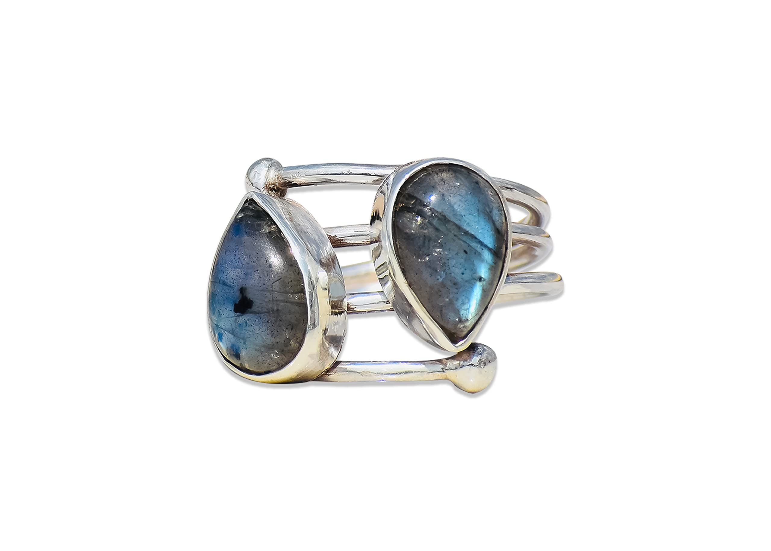 925 Sterling Silver Spiral Labradorite Ring - Handmade Statement Jewelry for Women - Perfect Gift for Her, Birthday, Anniversary & Special Occasions