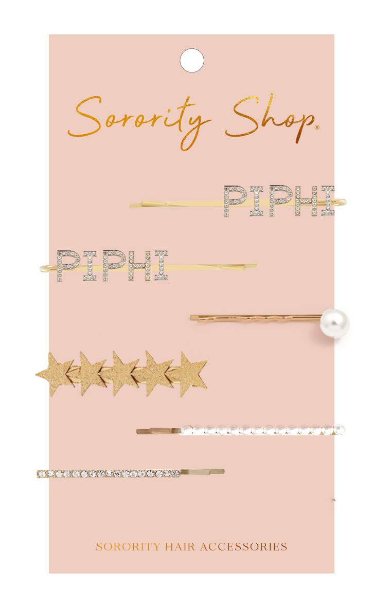 Pi Beta Phi Sorority Hair Clips - 6 Pack | Greek Letter Hair Accessories for College Sisters | Perfect for Sorority Events, Bid Day & Sisterhood Activities