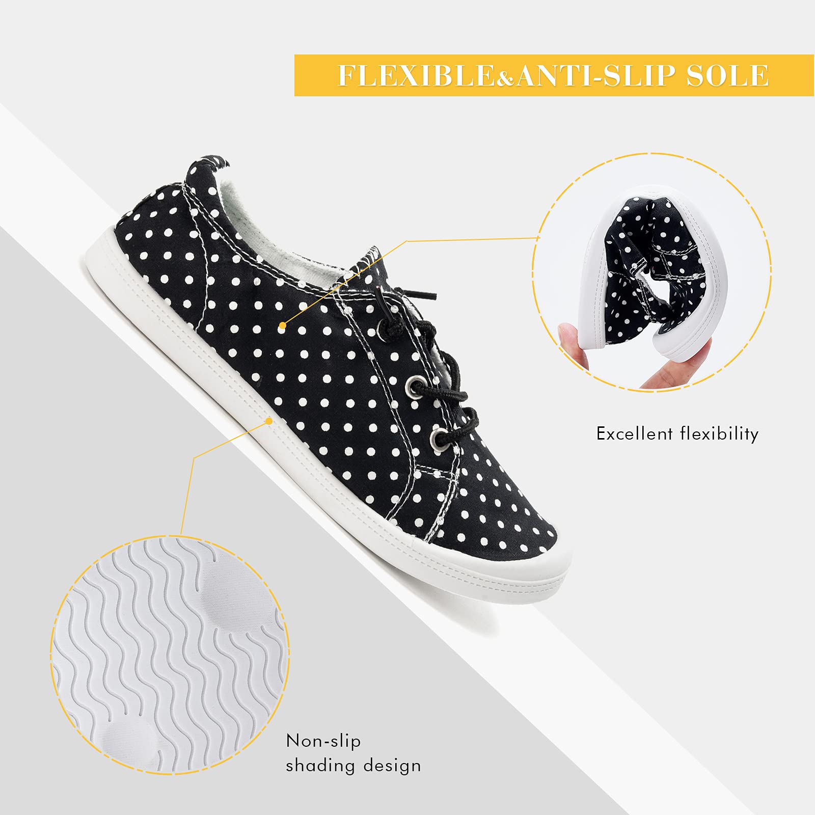 FunkyMonkey Women's Comfortable Low Top Canvas Slip-On Sneakers - Classic Casual Walking Shoes for Everyday Wear, Work & Travel