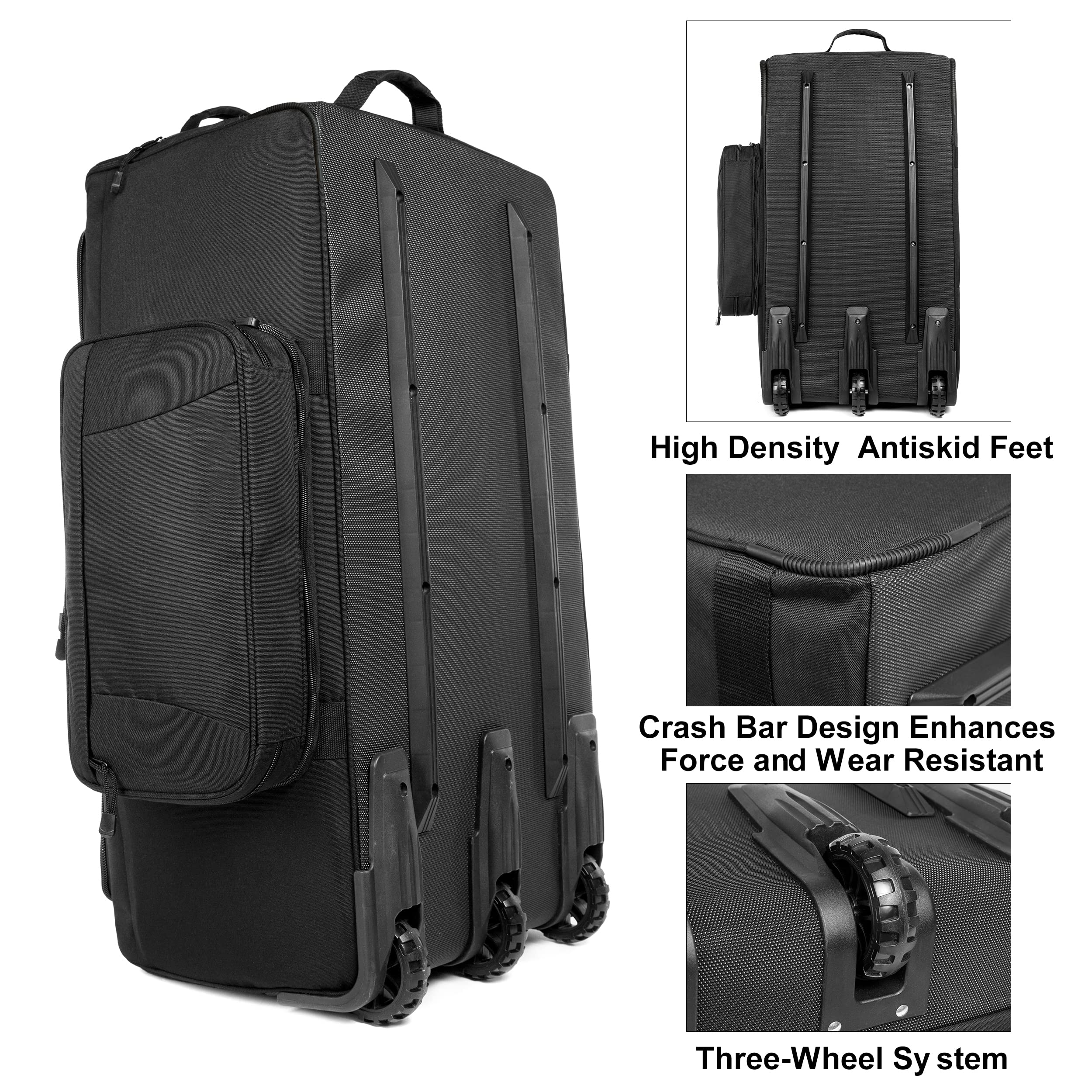 120L Tactical Duffle Bag with Wheels - Large Rolling Military Gear Bag with Handle for Travel, Camping & Outdoor Adventures (Black)