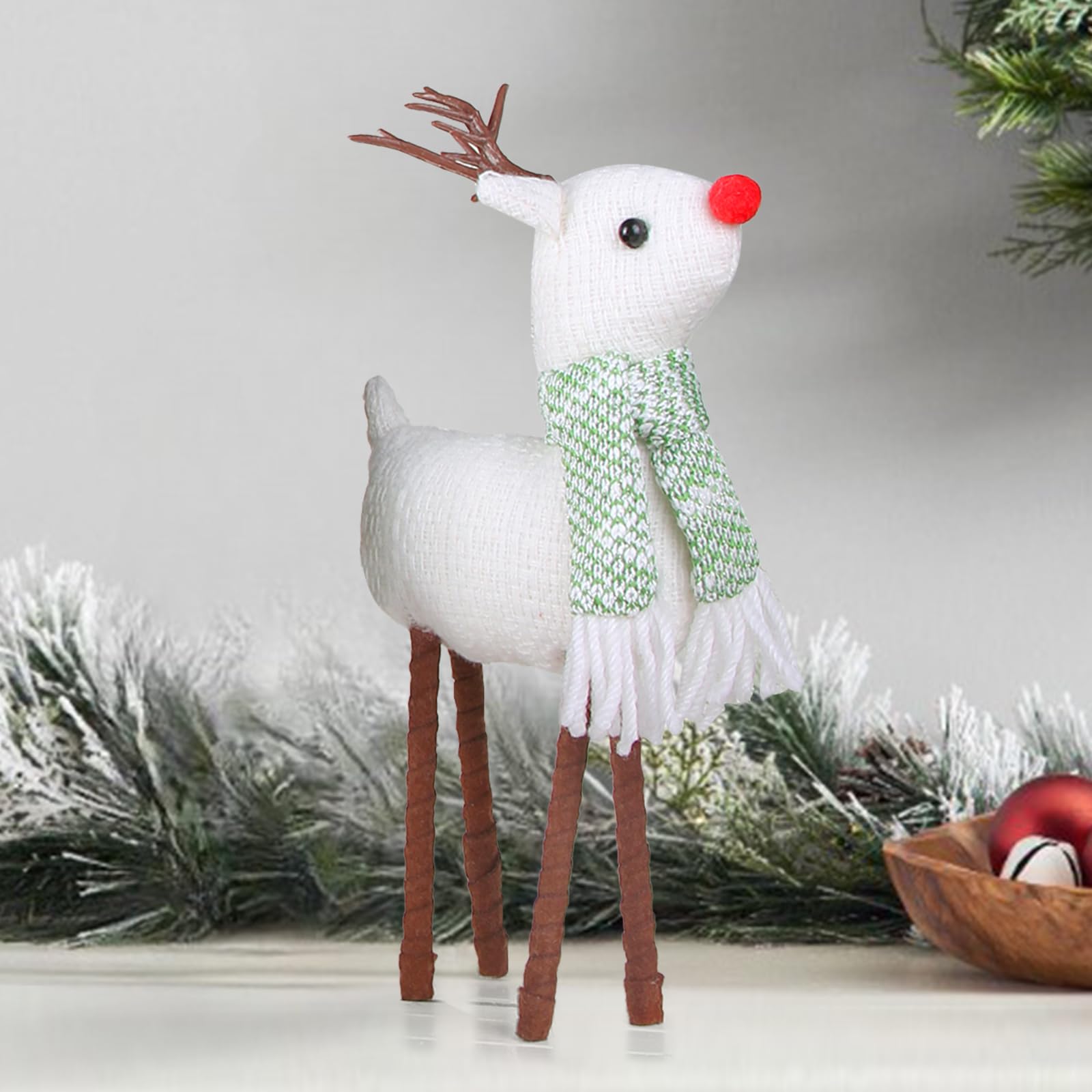 4pcs Handmade Plush Reindeer Christmas Decorations - Standing Swedish Santa Elk Figurines for Home Indoor Holiday Decor | Perfect for Christmas Tree, Mantel & Tabletop Decorating