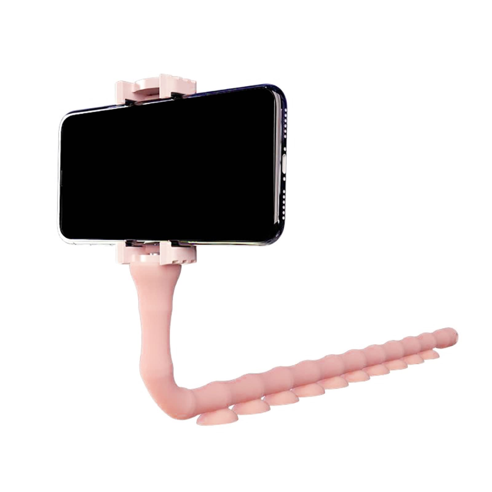 Cute Pink Worm Phone Stand Holder - Flexible 360° Rotatable Rubber Bracket for Desk, Car & Bed - Perfect for Hands-Free Viewing, Video Calls & Gaming