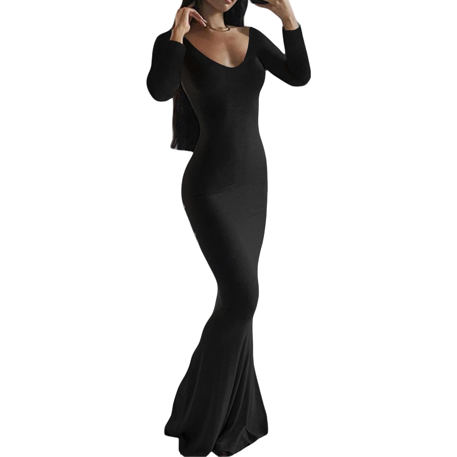 Sexy Hollow Out Maxi Split Dress for Women - Spaghetti Strap Halter Backless Cami Dress for Cocktail Party, Beach Vacation & Summer Date Night