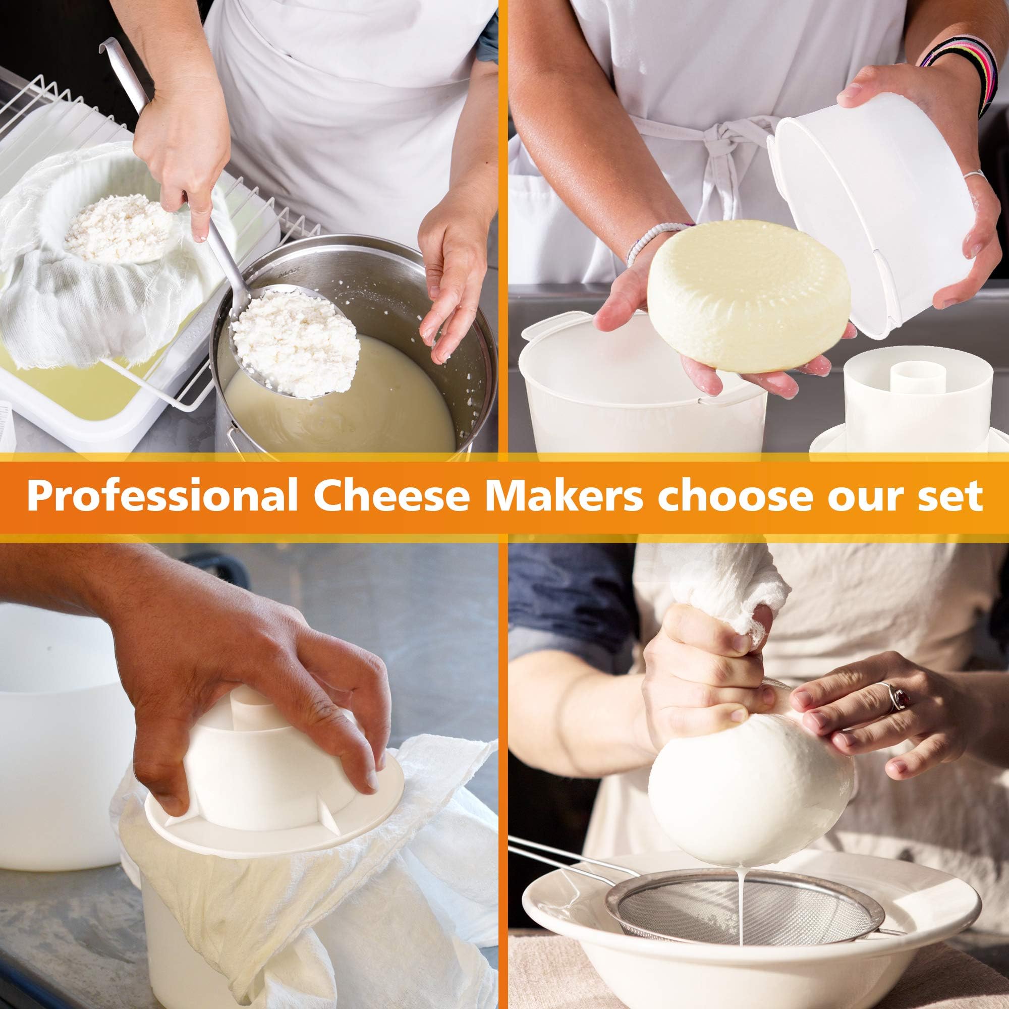 Premium Cheese Mold Kit - 2-Piece Cheese Making Supplies Set for Pressing Semi-Soft & Hard Cheeses | Paneer Maker & DIY Cheese Press Tools | Perfect for Home Cheesemaking, Gifts & Culinary Classes